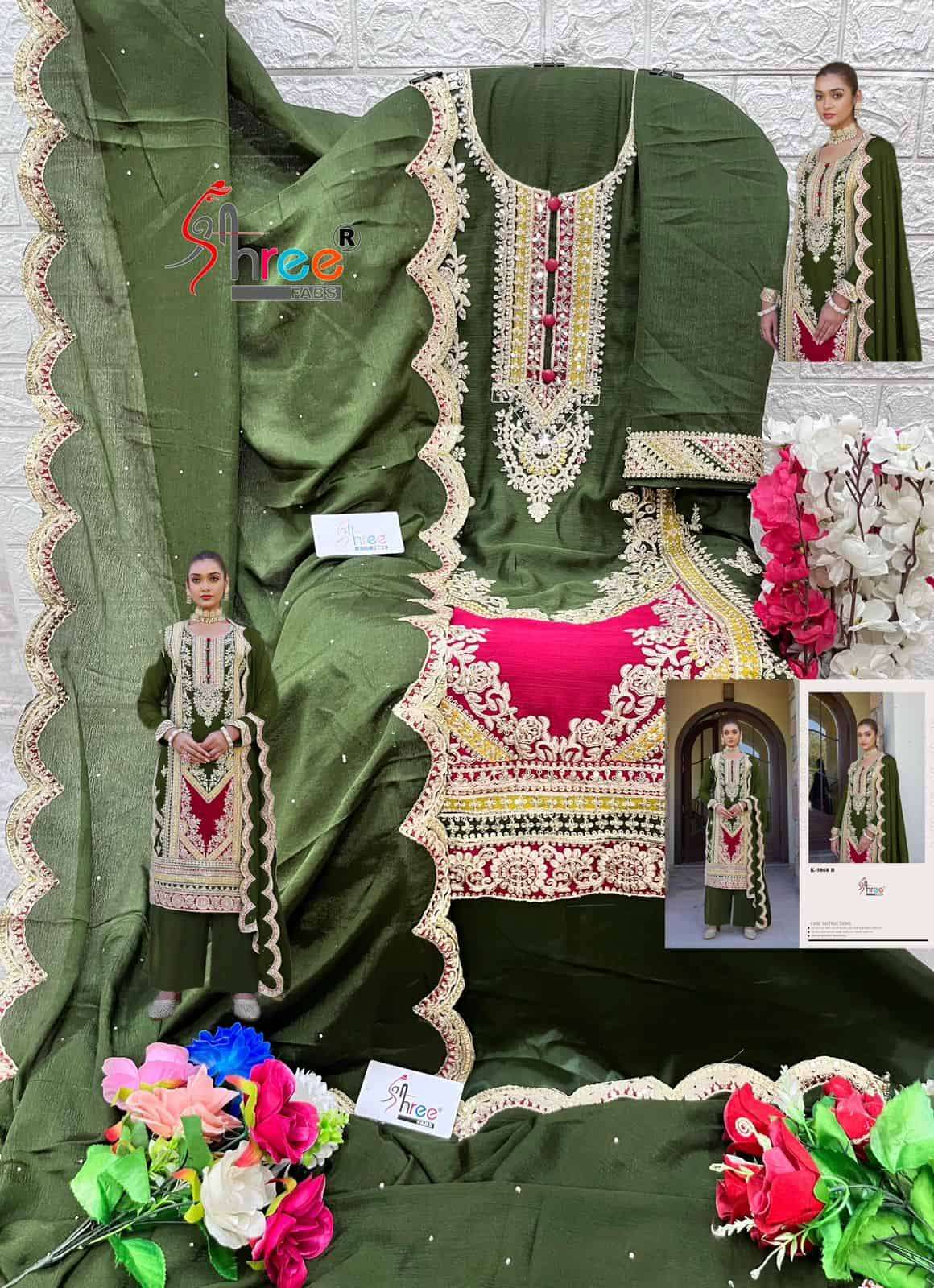 Shree Fabs K 5068 B Elegant Chinon Unstitched Dress Collection view 2