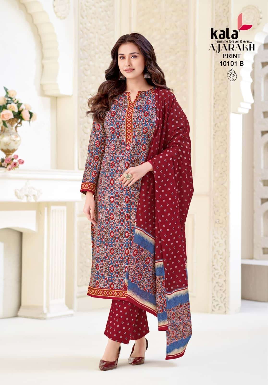 Kala Ajarakh Vol 1 Pure Cotton Unstitch Salwar Suit Exporters view 2