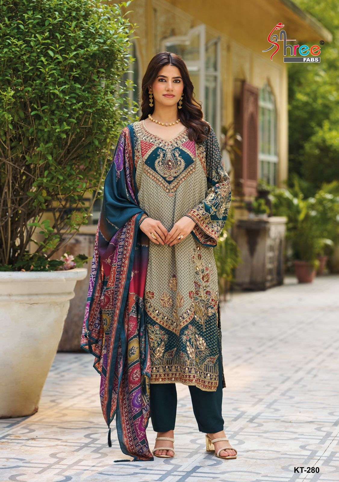 Shree Fabs Kt 280 A Pure Viscose Muslin Pakistani Suit Collection view 4