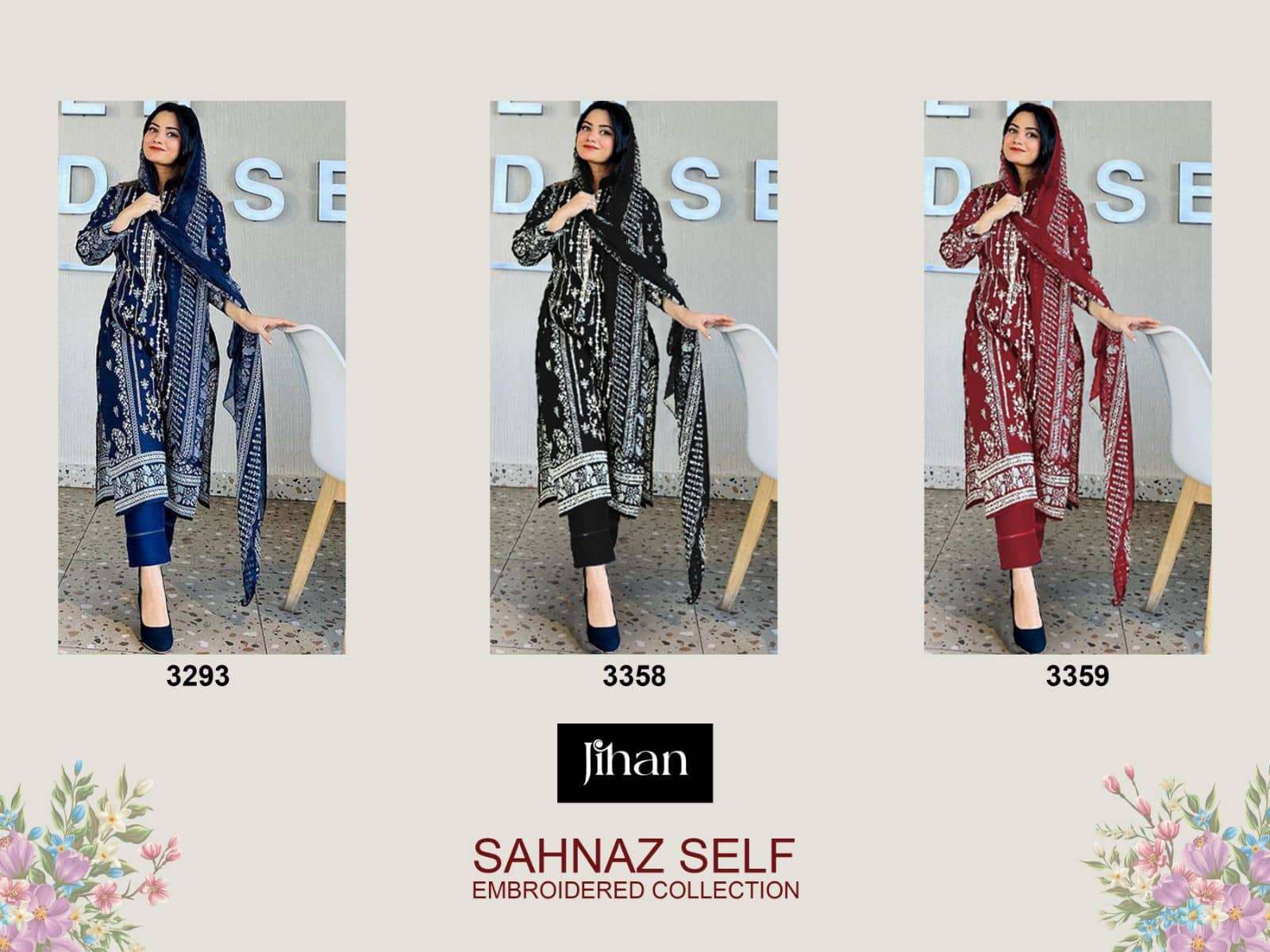 Jihan Sahnaz Self Embroidered Collection Designer Salwar Kameez Wholesalers view 7