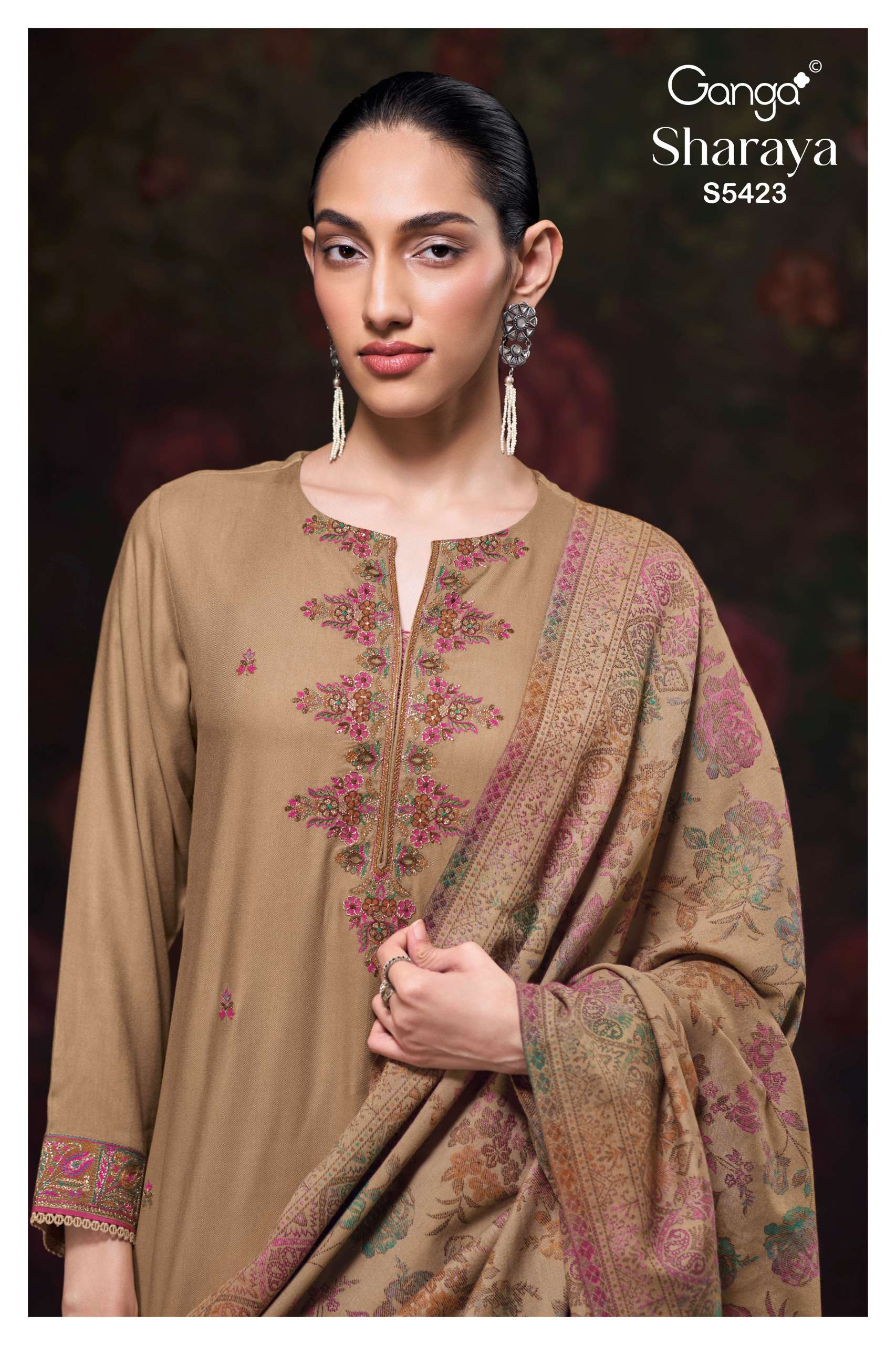 Ganga Fashion Sharaya 5423 Pure Pashmina Salwar Kameez Collection view 4