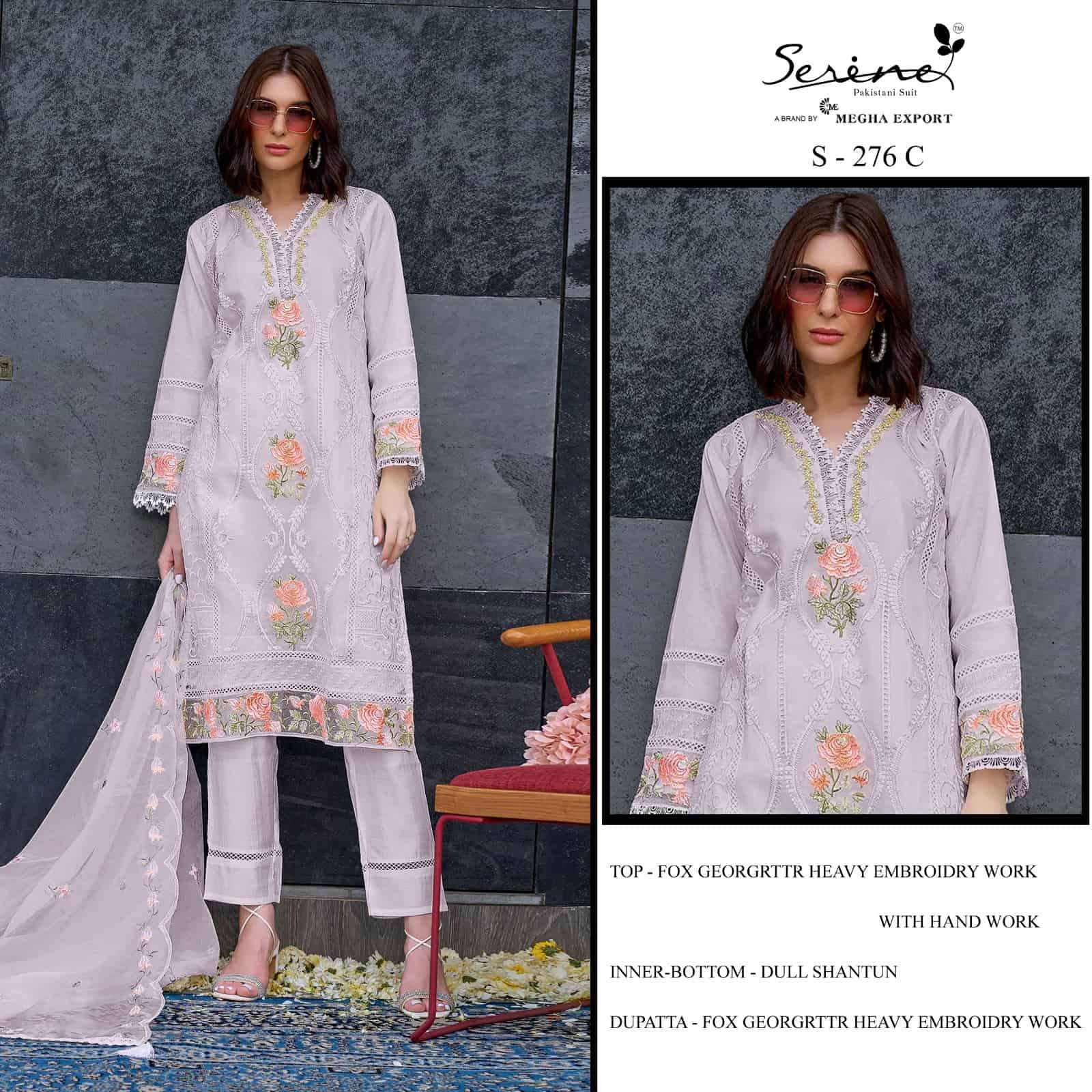 Megha Export S 276 Colors Pakistani Embroidered Georgette Salwar Suit Ensemble view 2