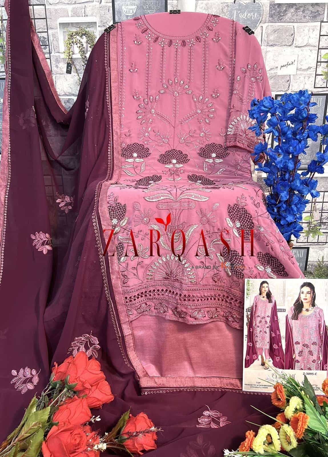 Zarqash Z 3095 Colors Pakistani Embroidered Designer Salwar Suit Wholesalers view 9