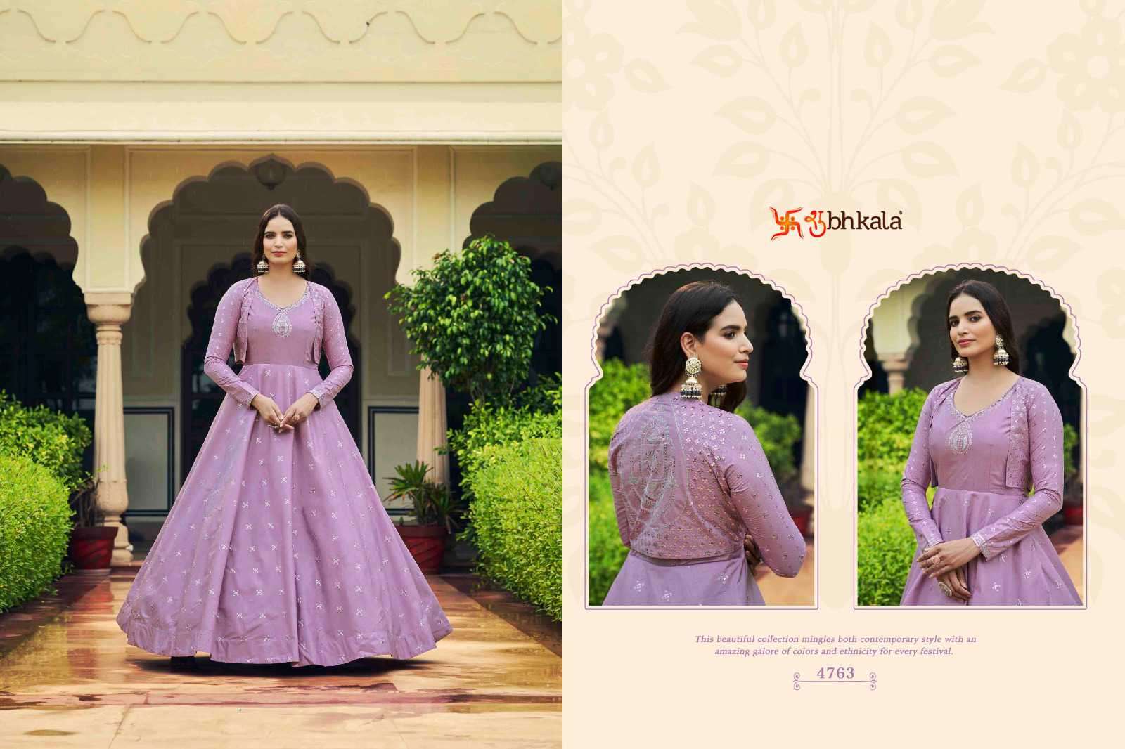 Shubhkala Flory Sequined Anarkali Gown view 7