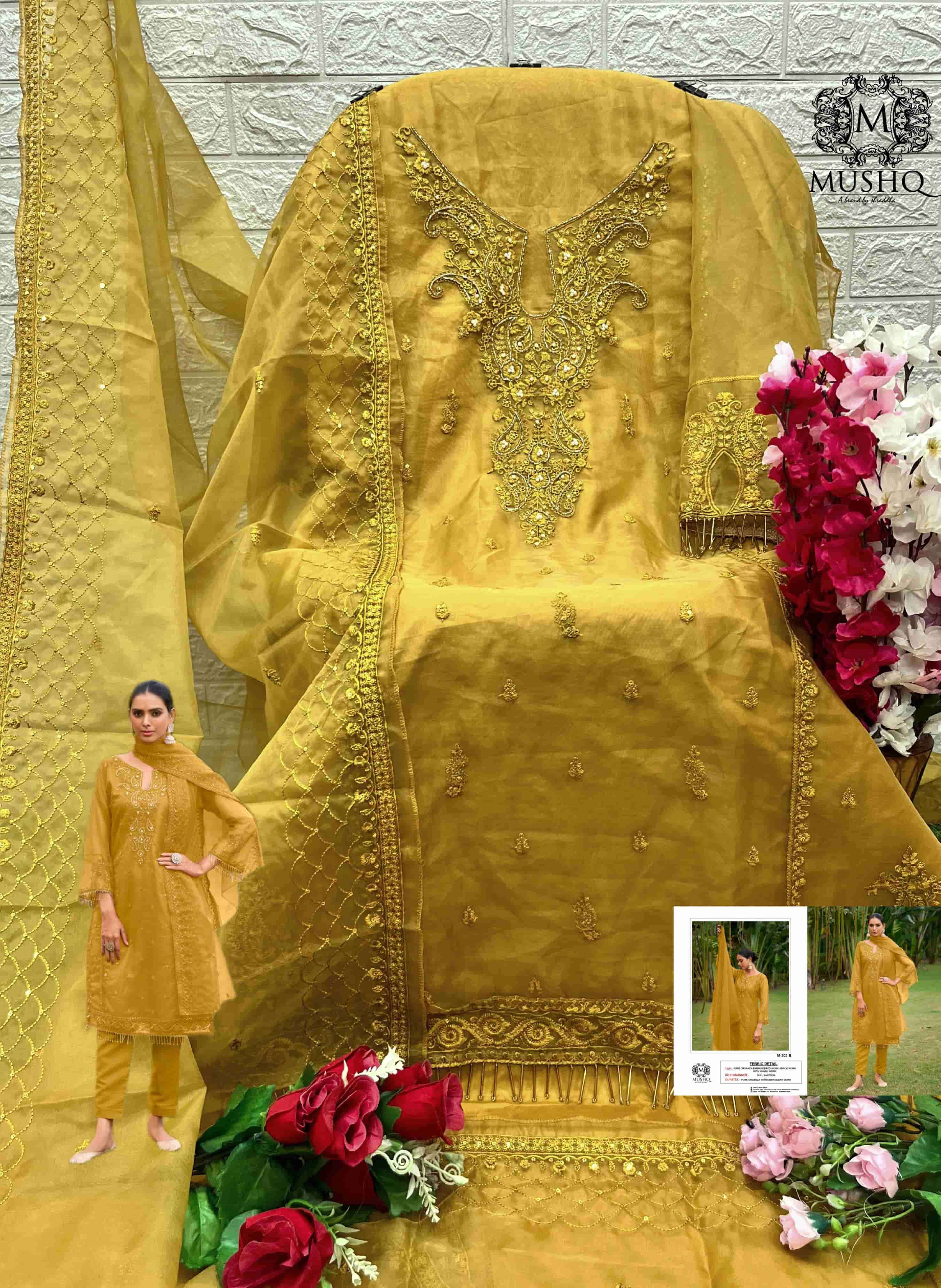 Mushq M 303 Colors Pakistani Fancy Designer Embroidered Salwar Suit Wholesalers view 11
