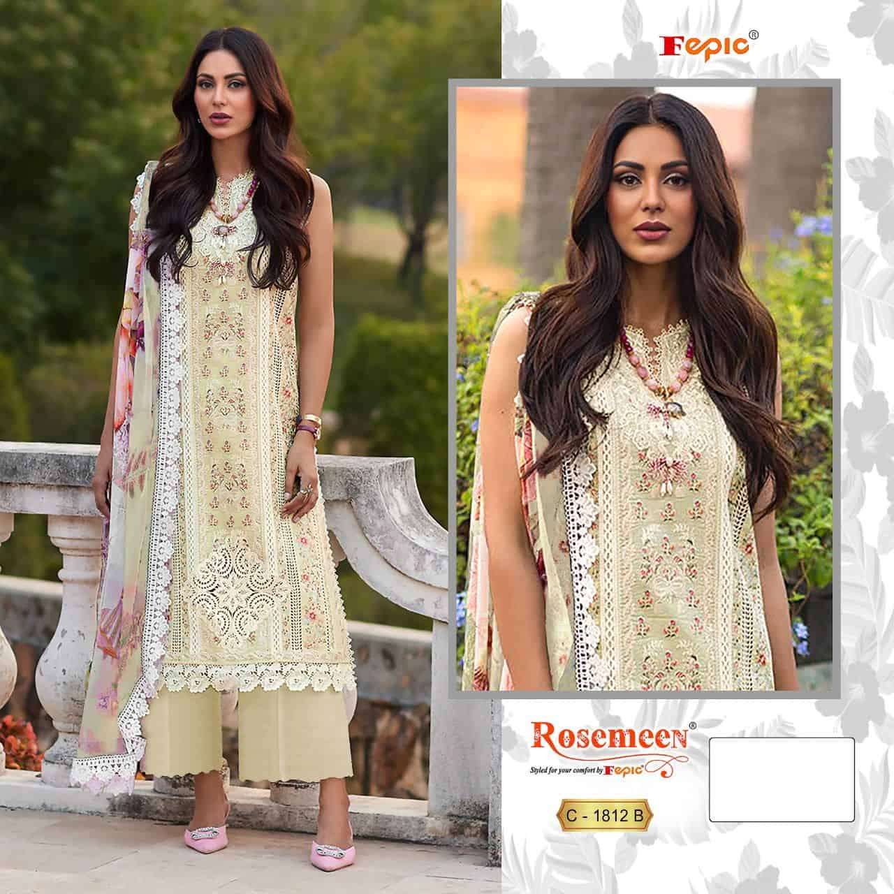 Fepic C 1812 Colors Fancy Designer Embroidered Unstitched Dress Wholesalers view 2