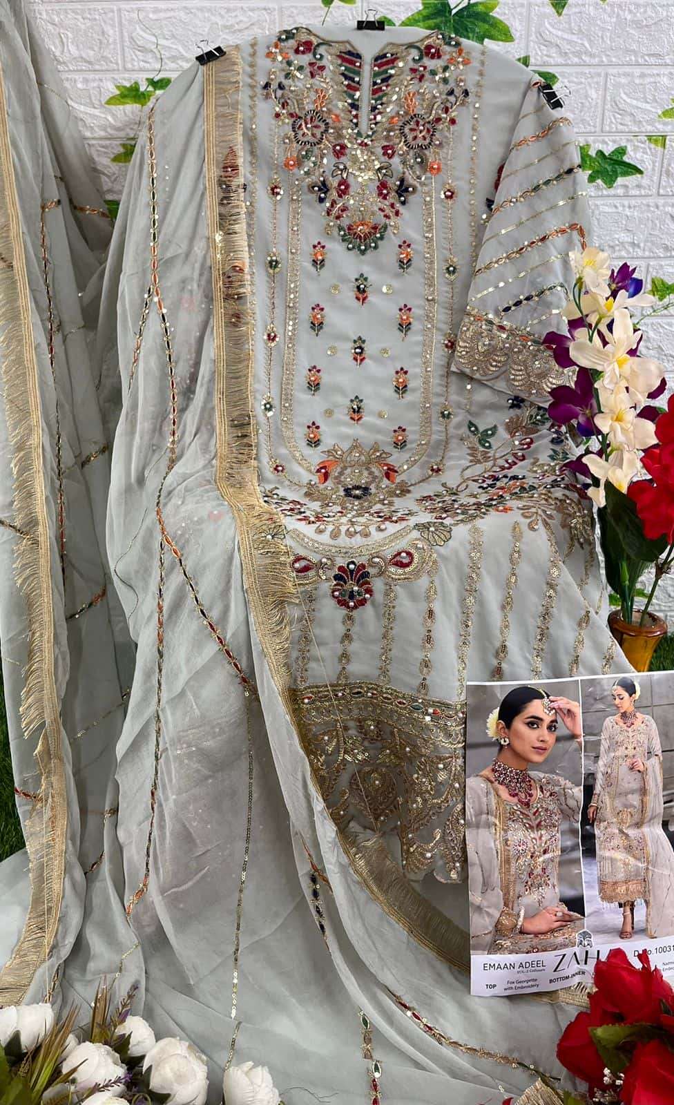 Zaha Emaan Adeel 10031 Colors Pakistani Designer Suit Wholasaler view 8