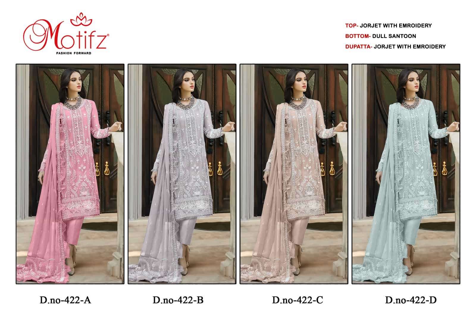 Motifz 422 Colors Party Wear Style Designer Pakistani Salwar Suit Wholesalers view 5