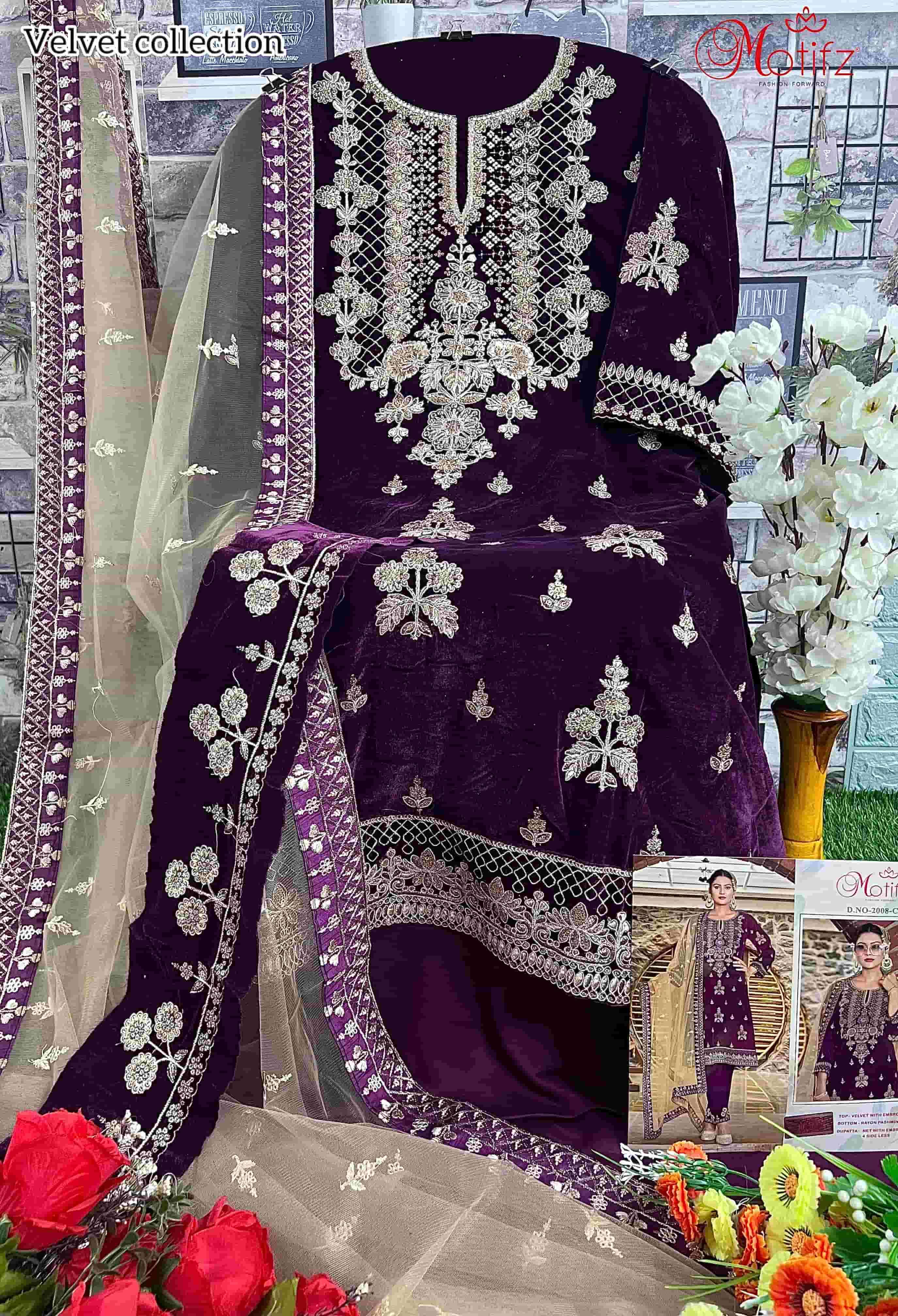 Motifz 2008 Colors Pakistani Heavy Designer Style Winter Wear Suit Exporters view 6