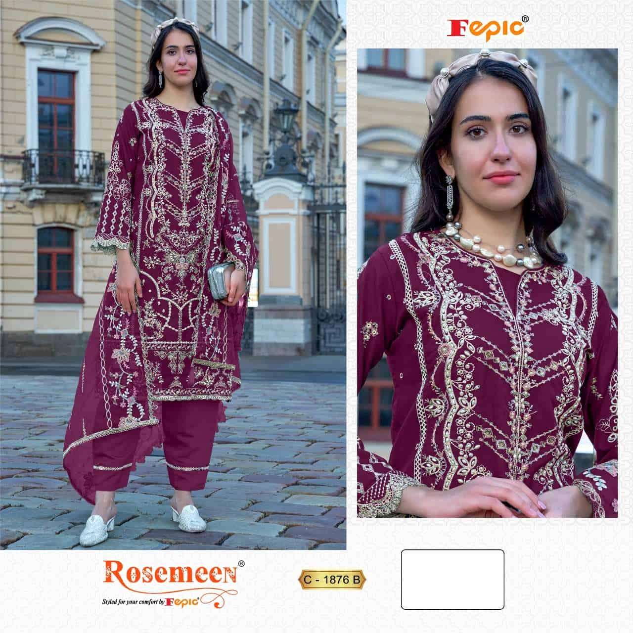 Fepic C 1876 Colors Pakistani Organza Embroidered Salwar Kameez Wholesalers view 2