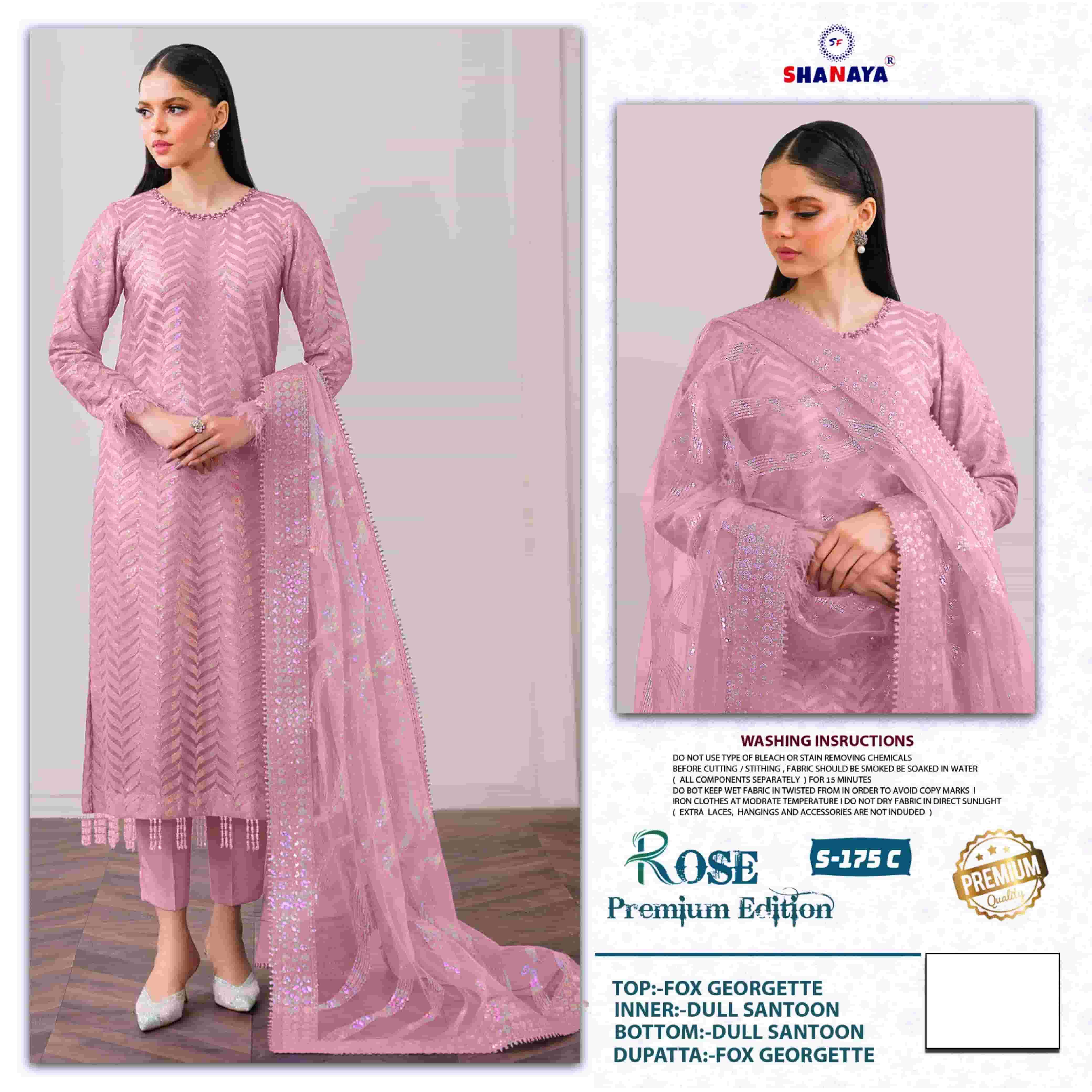 Shanaya S 175 C Pakistani Designer Georgette Suit Collection