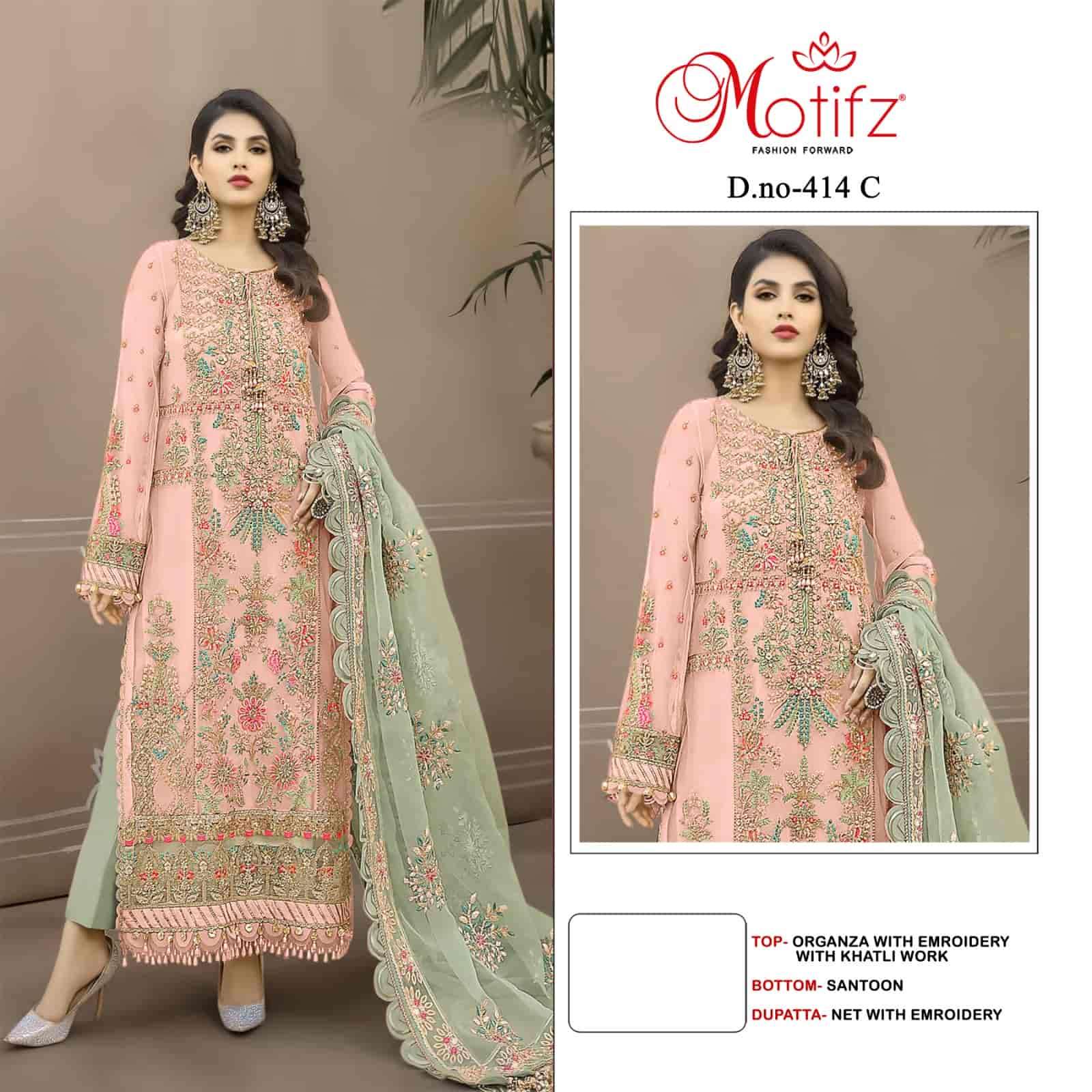Motifz 414 Colors Wedding Wear Style Heavy Designer Pakistani Suit Wholesares view 4