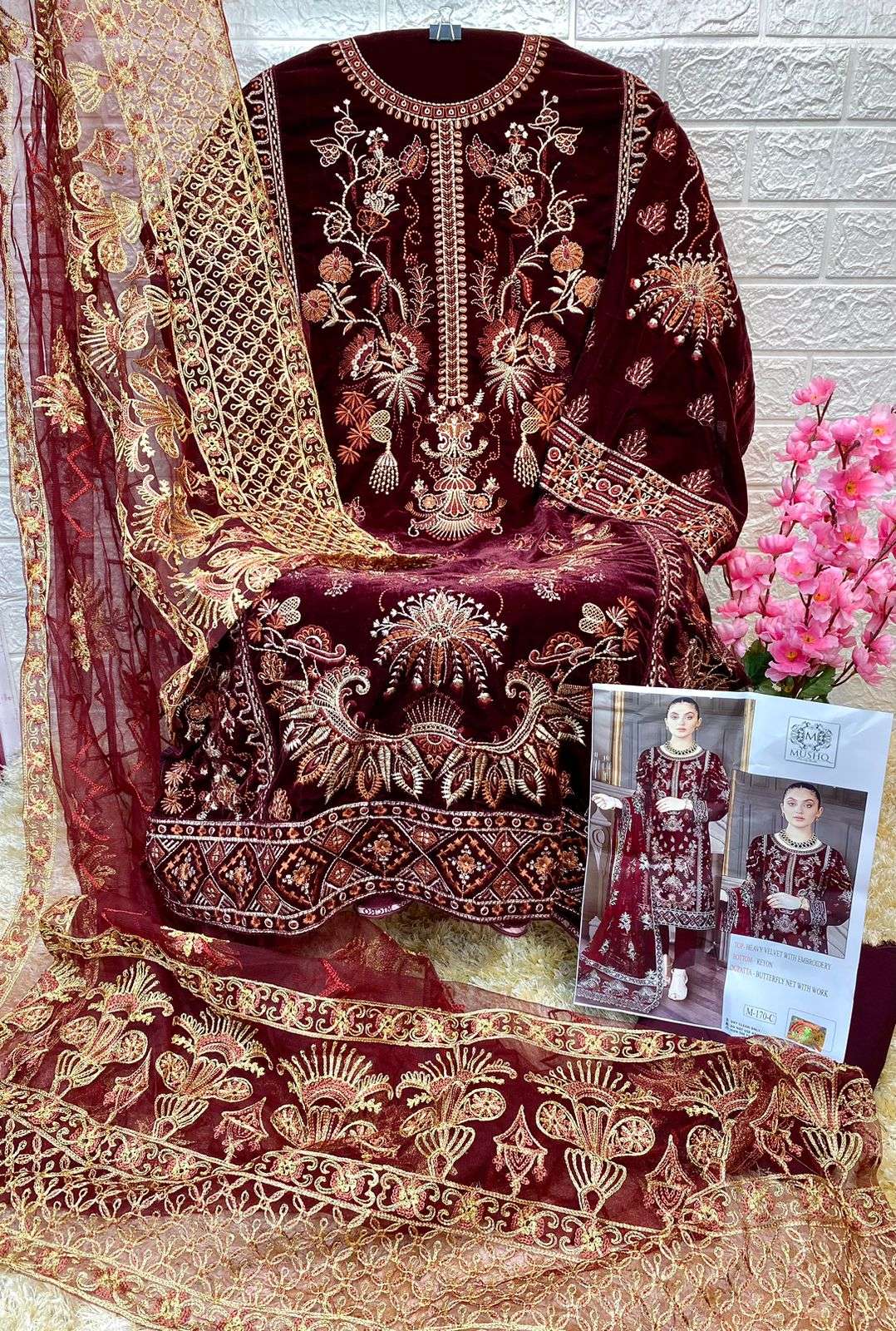 Mushq M 170 Colors Velvet Pakistani Suit Collection view 6