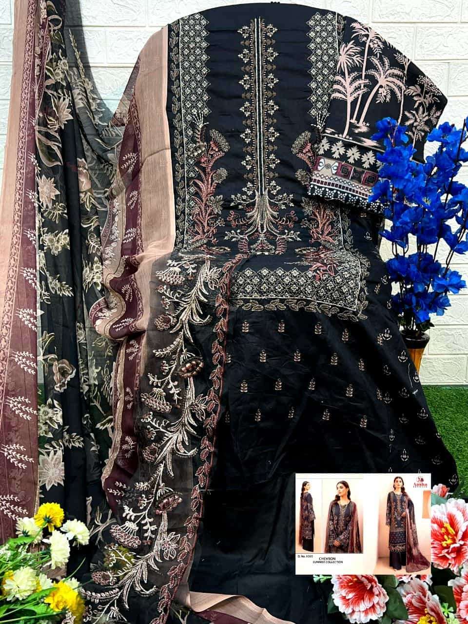 Aasha Designer 1065 Colors Chevron Summer Collection Designer Embroidered Dress Exporter view 6