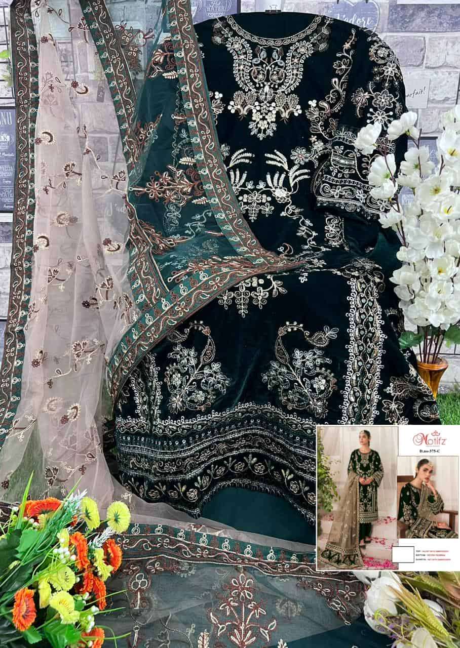Motifz 375 Colors Exclusive Heavy Designer Pakistani Velvet Suit view 9