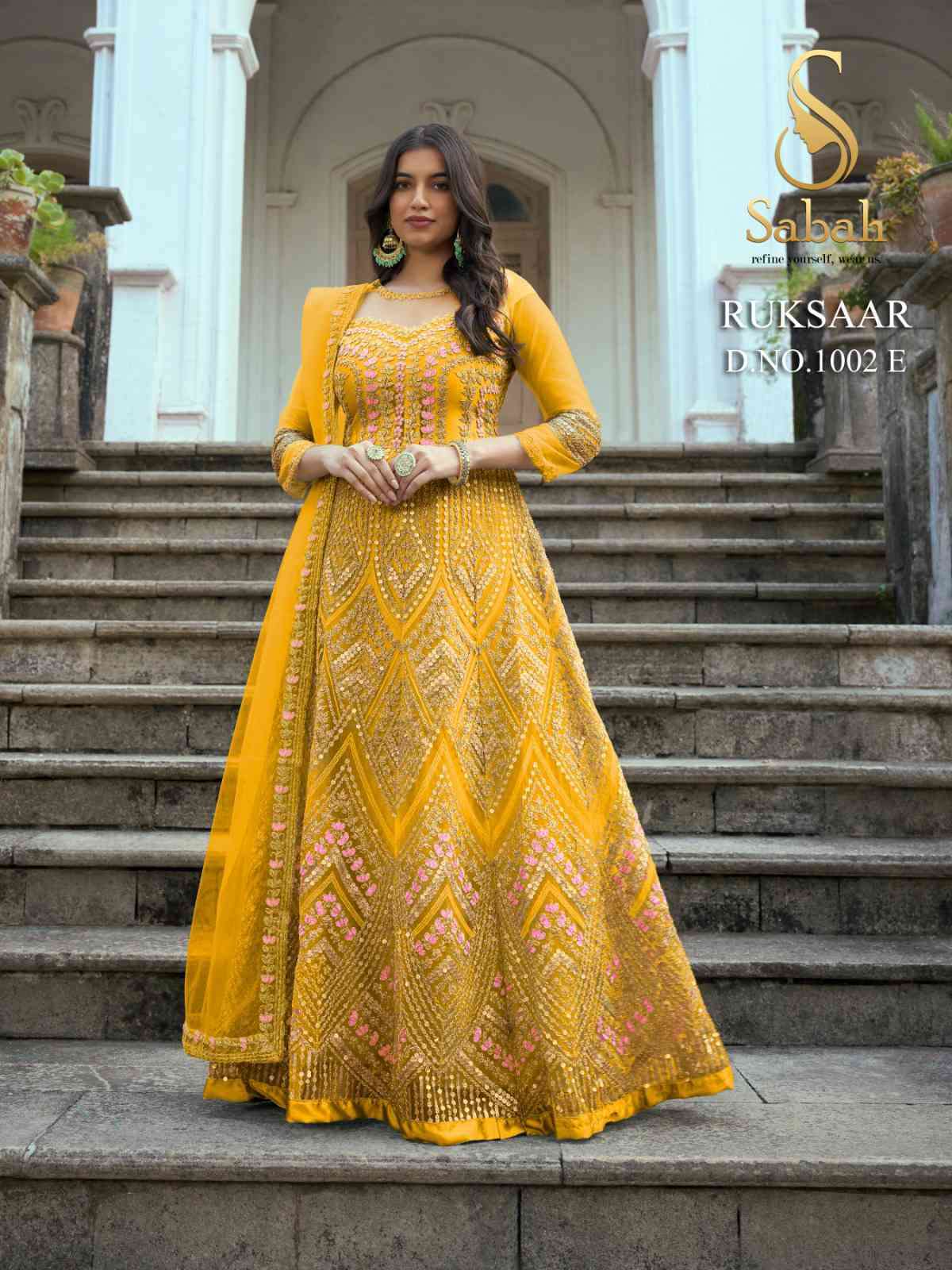 Fk Fashion Sabah Ruksaar 1002 Colors Designer Partywear Gown view 2