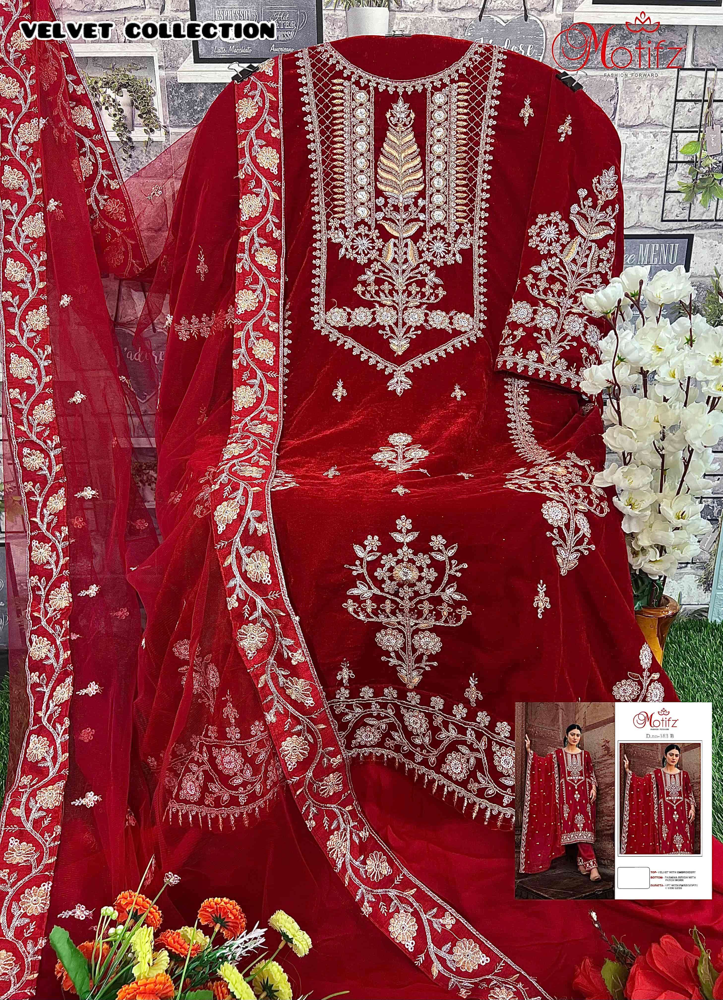 Motifz 383 Velvet Pakistani Designer Suit view 9
