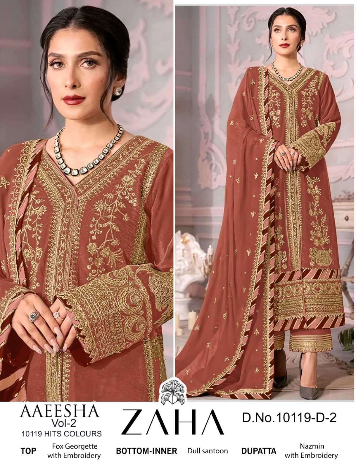 Zaha Aaeesha Vol 2 10119 D Colors Partywear Style Designer Pakistani Suit view 6