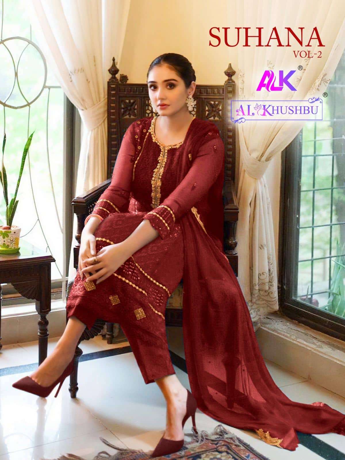 Al Khushbu Suhana Pakistani Georgette Suit view 2