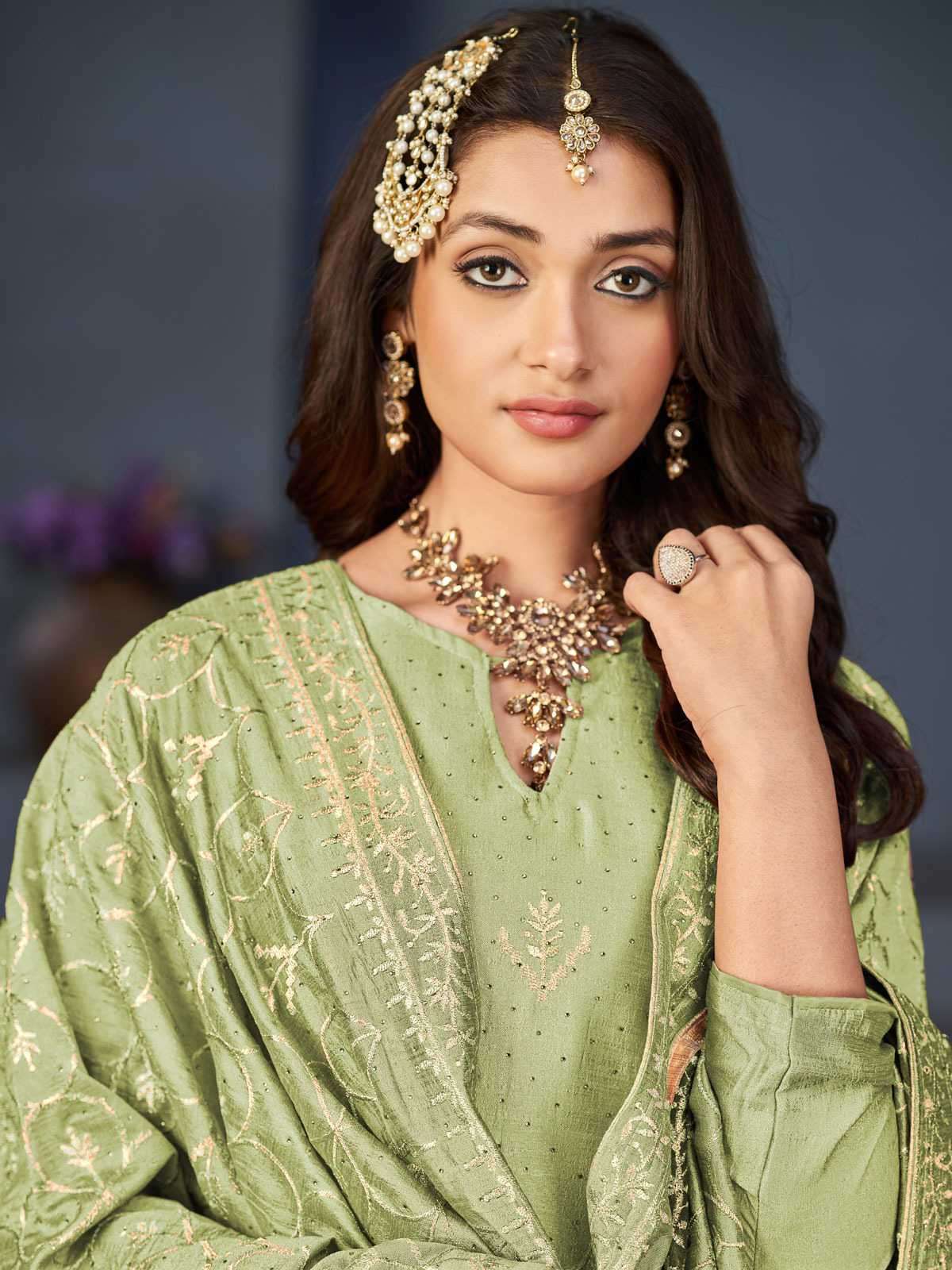 Alfaaz Riona Festive Wear Dola Jacquard Semi Stitched Dress New Collection view 3