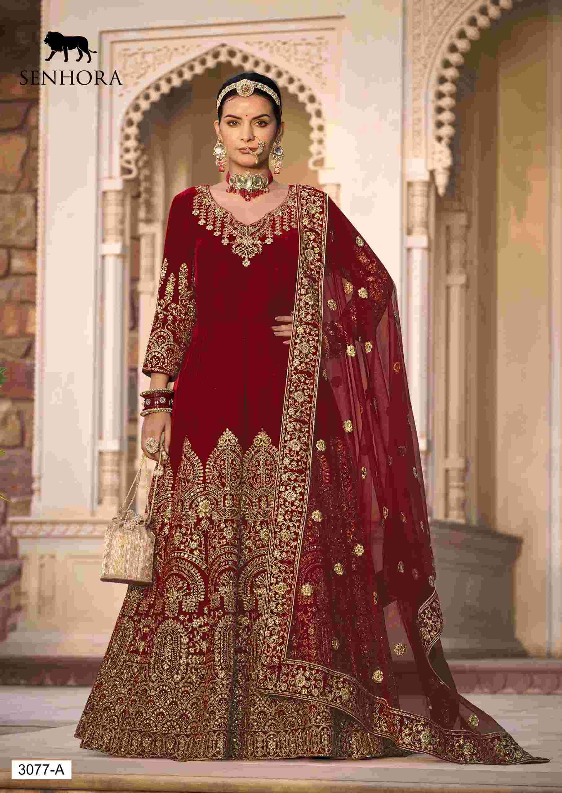 Senhora Riwayat Velvet Bridal Anarkali Gown view 2