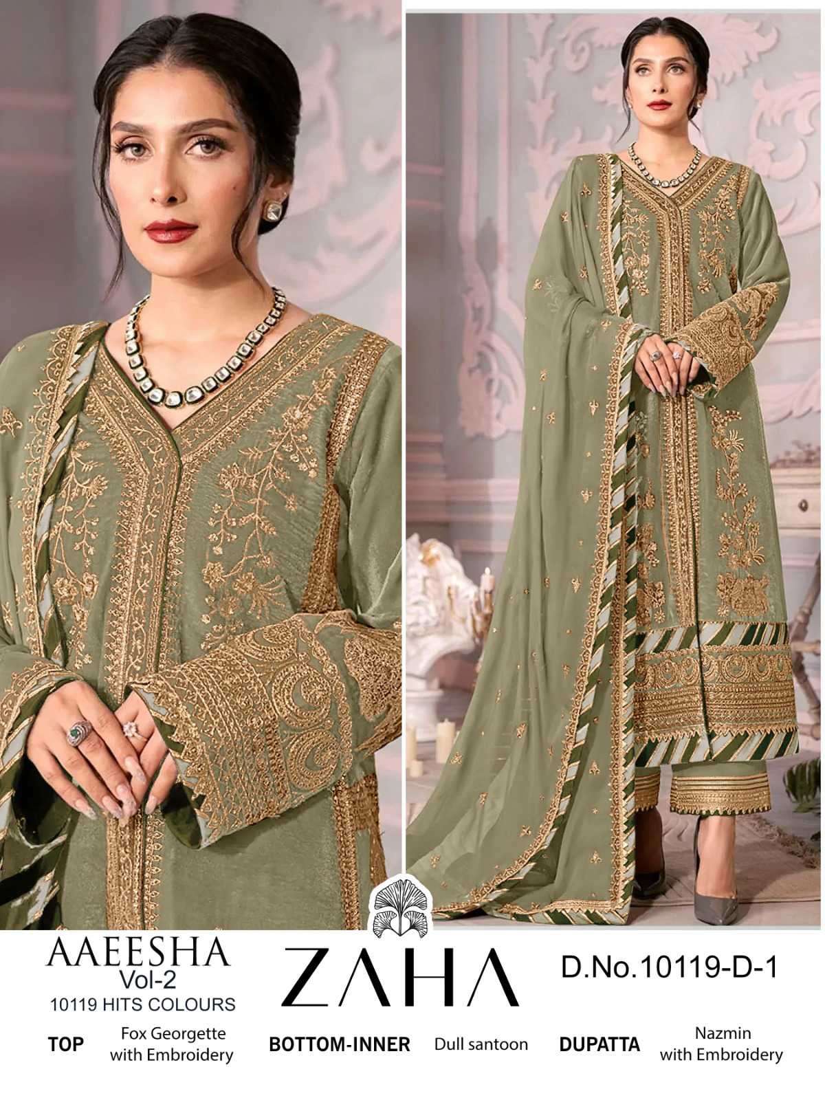 Zaha Aaeesha Vol 2 10119 D Colors Partywear Style Designer Pakistani Suit view 3