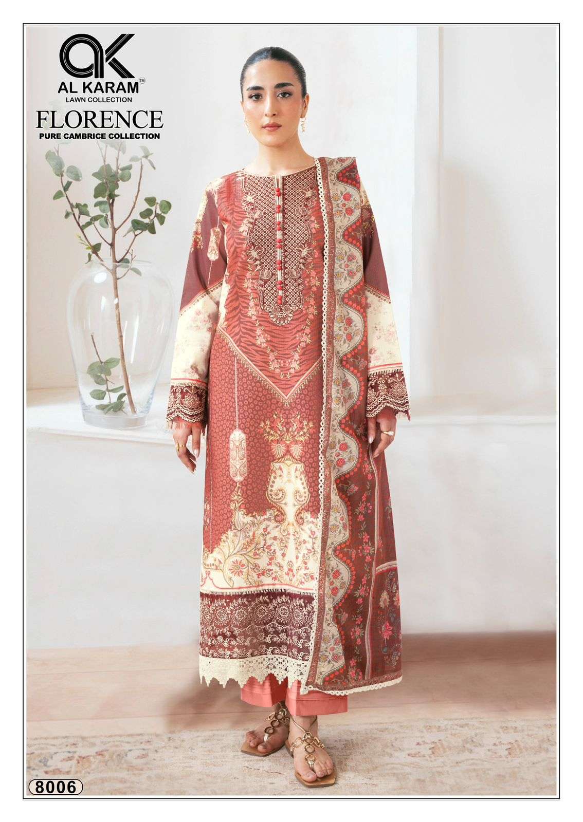 Al Karam Florence Vol 8 Pure Cambric Cotton Dress Material view 10