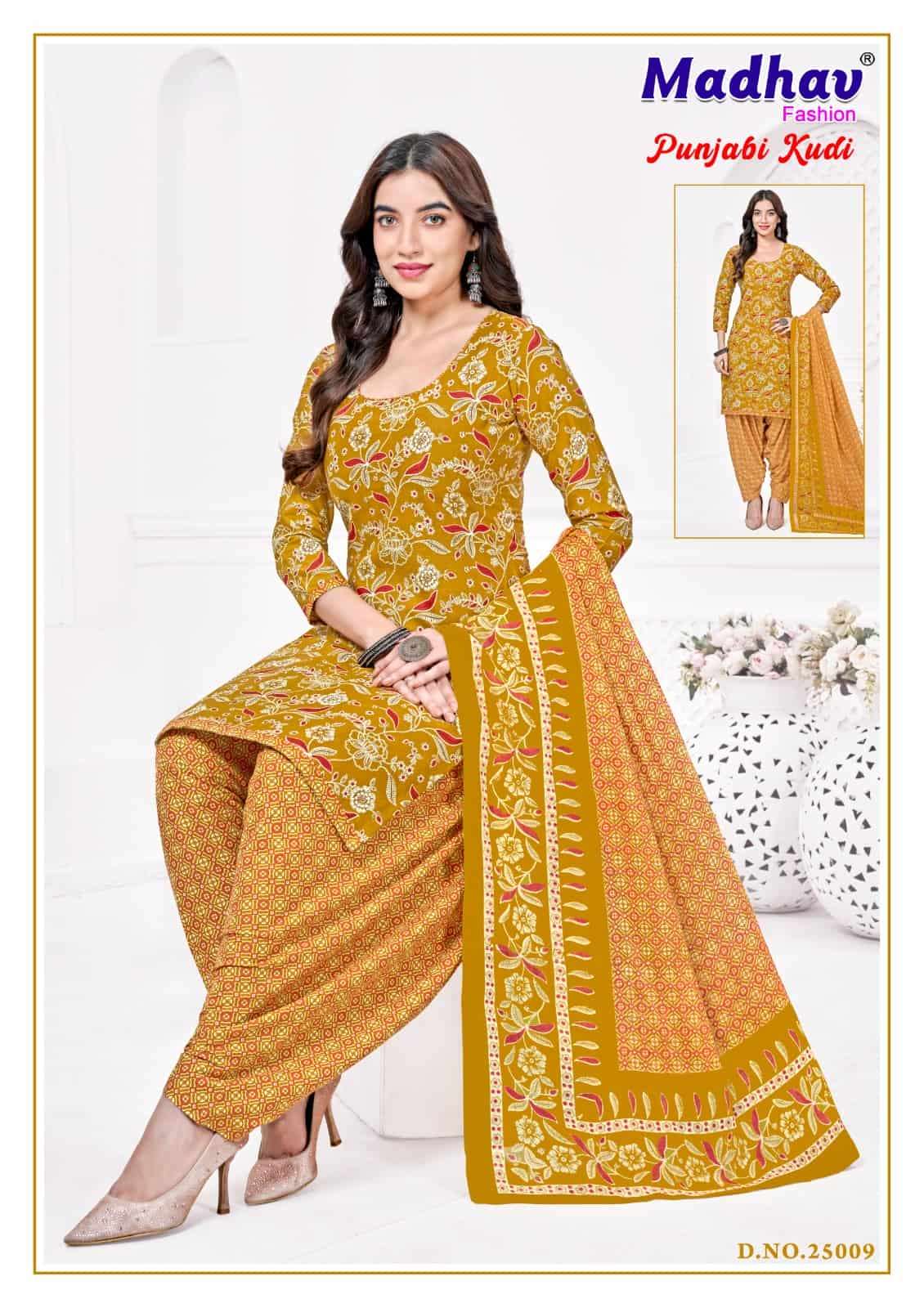 Madhav Fashion Punjabi Kudi Vol 25 Unstitch Cotton Salwar Suit Exporters view 2