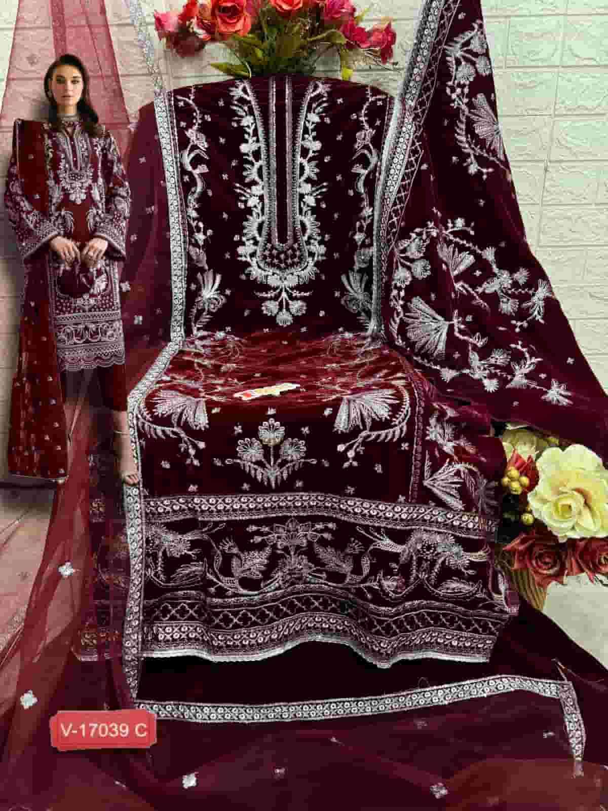 Fepic V 17039 C Festive Wear Style Designer Pakistani Velvet Suit Exporter view 2