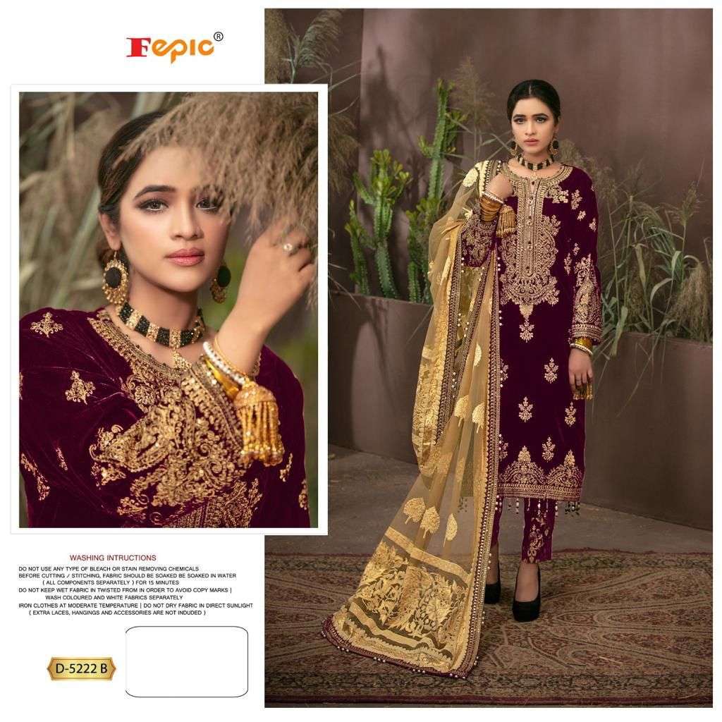 Fepic D 5222 Colors Party Wear Velvet Pakistani Designer Suit view 3