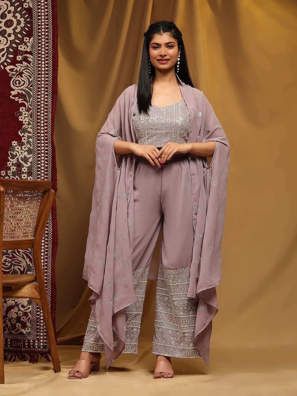 Amoha Trends Georgette Lehenga Saree Set view 3