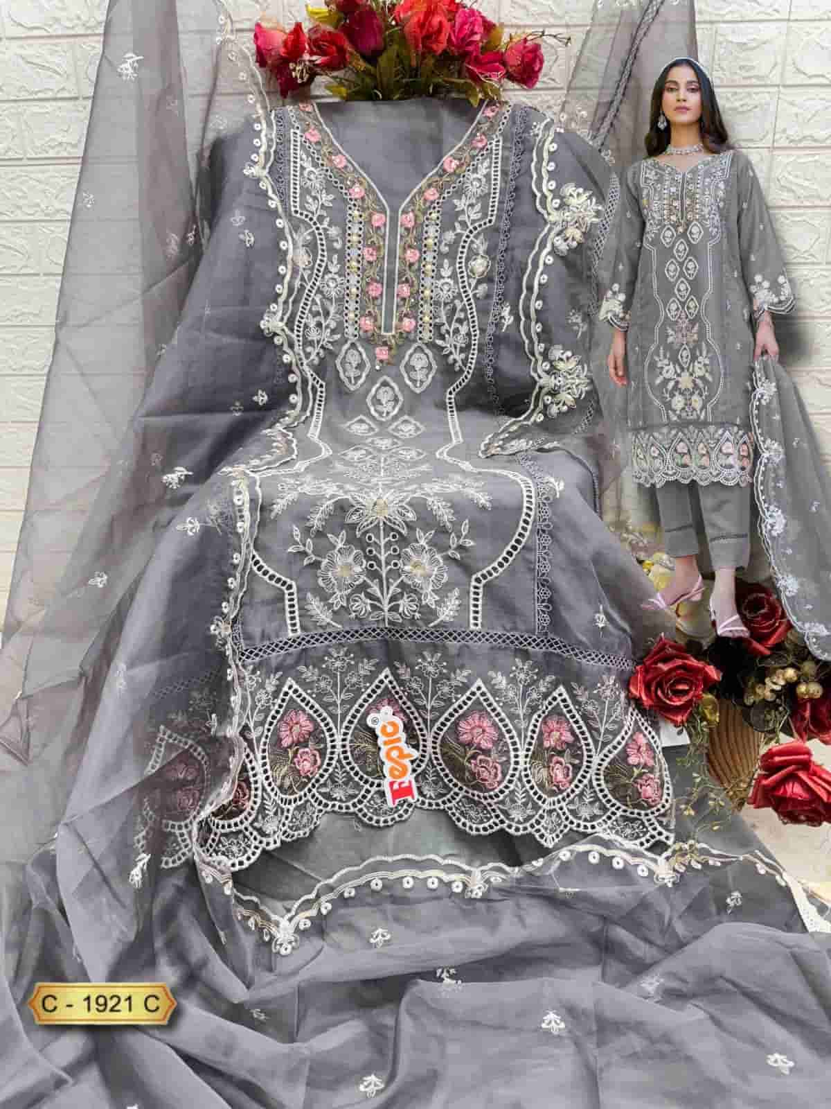 Fepic C 1921 Colors Pakistani Style Designer Organza Embroidered Suit Wholesalers view 7