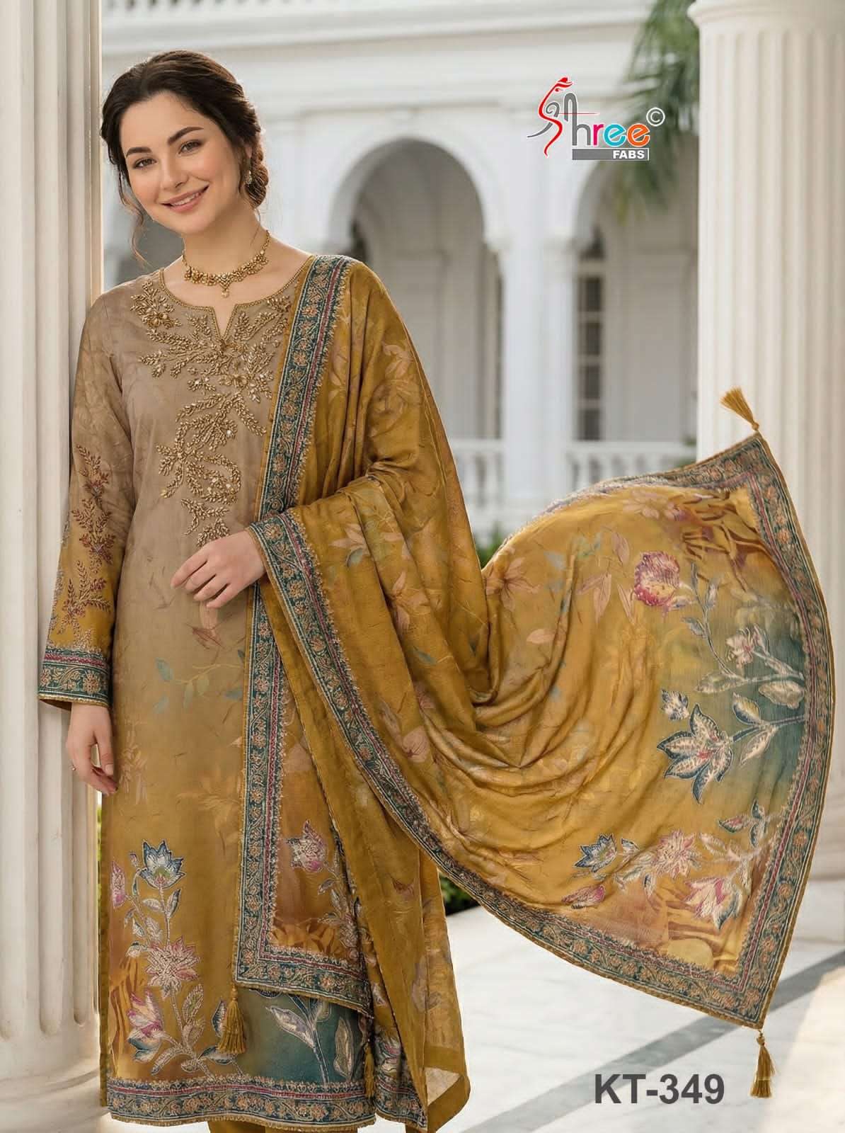 Fancy Muslin Pakistani Salwar Suit - KT 349 view 6