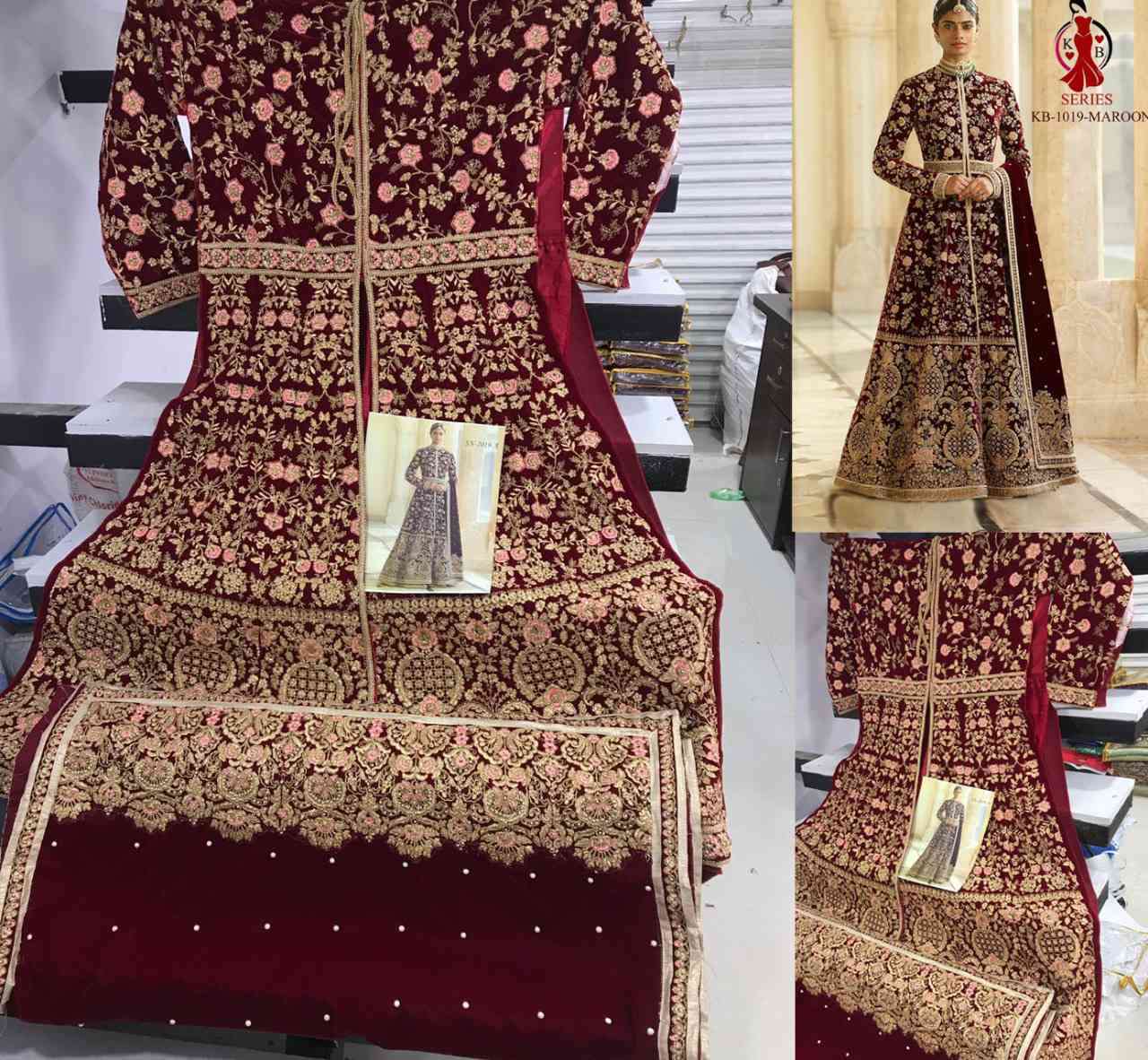 KB Series 1019 Colors Partywear Velvet Designer Indo Western Anarkali Dress view 5