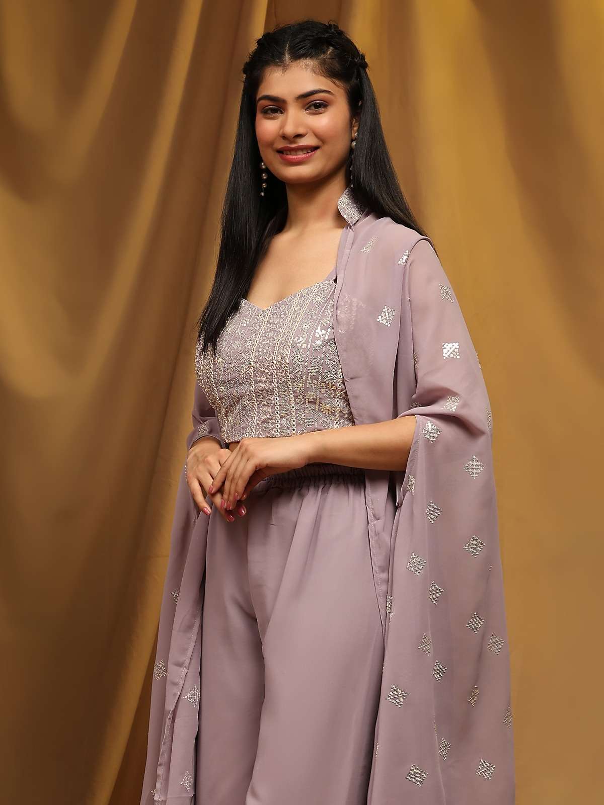 Amoha Trends Georgette Lehenga Saree Set view 2