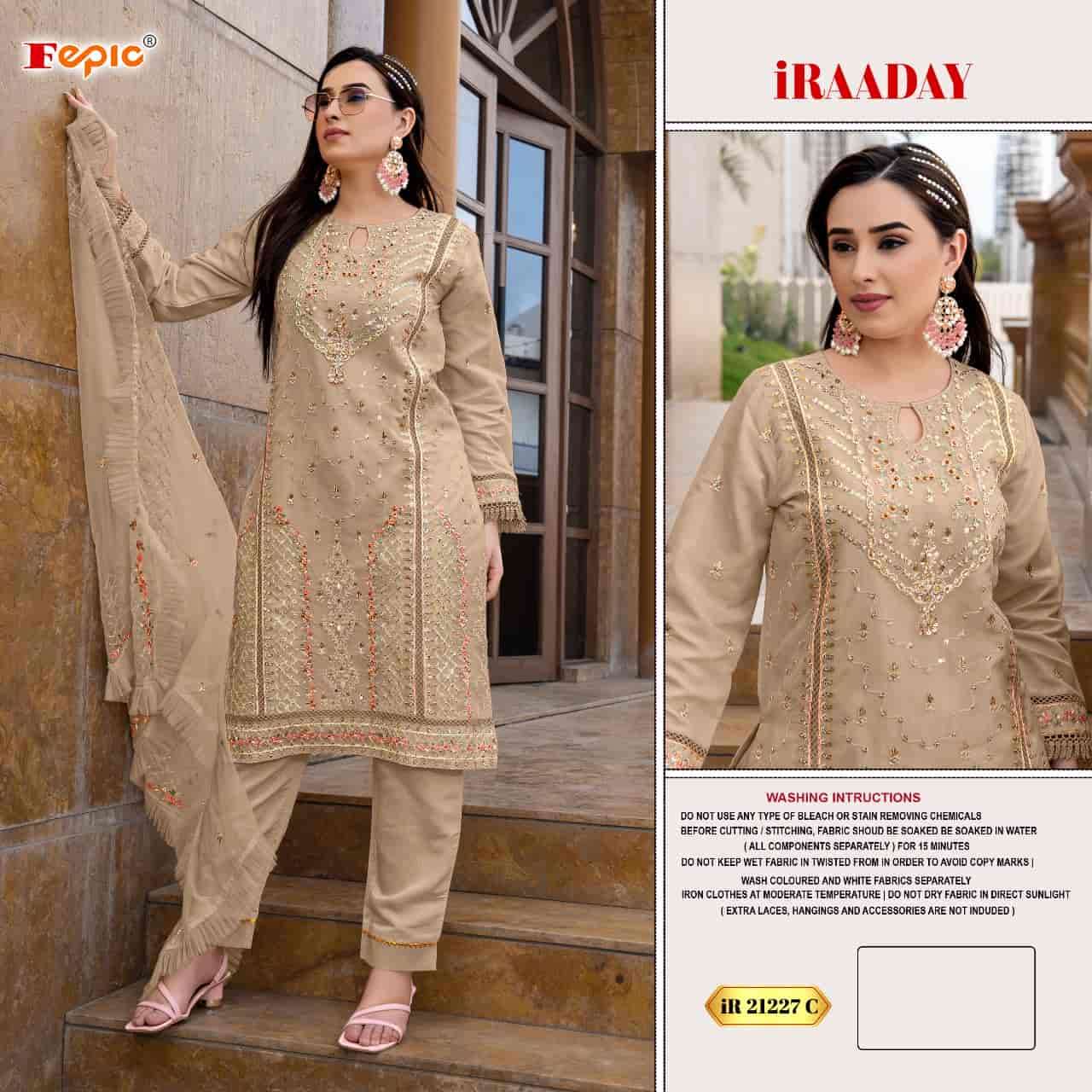 Fepic IR 21227 Colors Pakistani Style Designer Organza Suit Wholesalers view 3