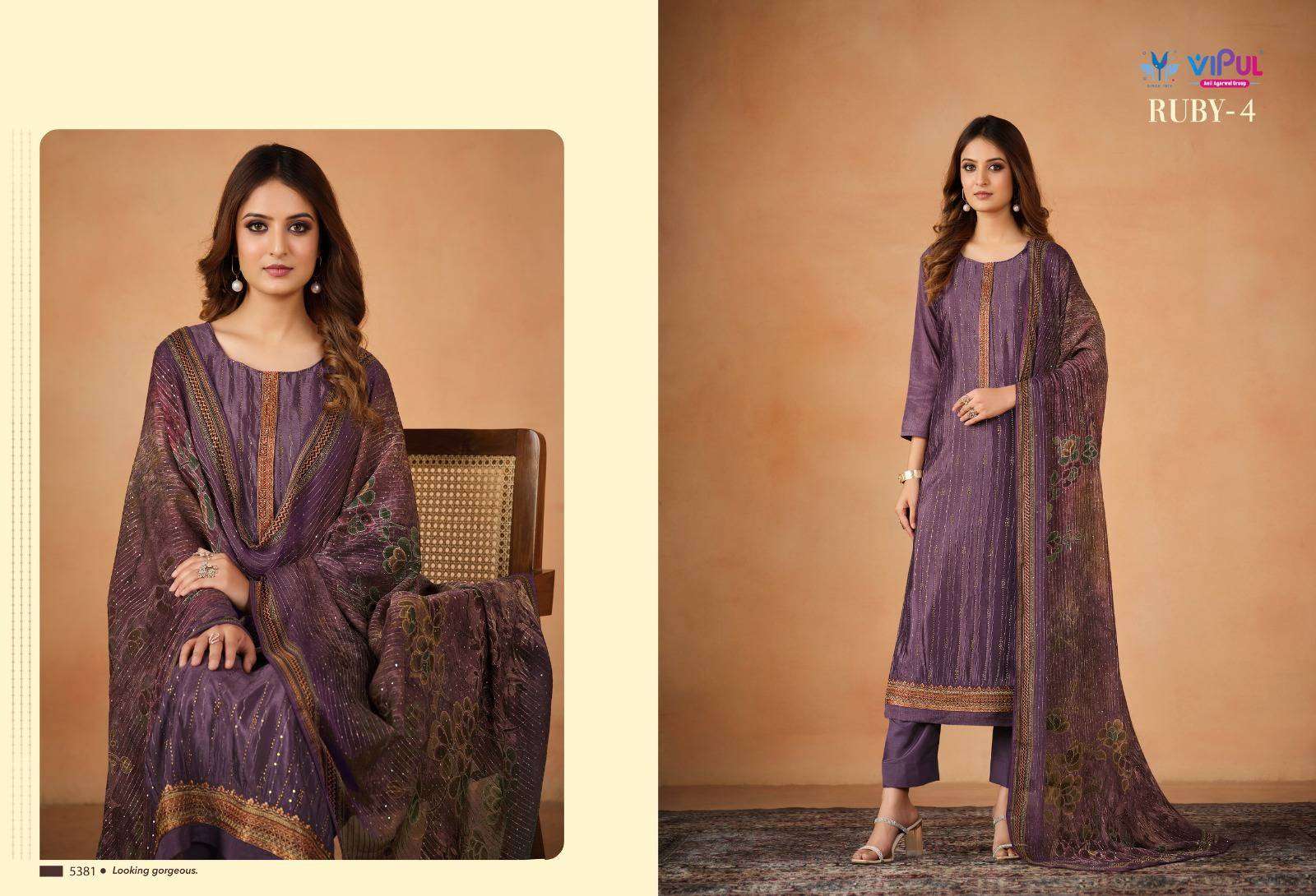 Vipul Ruby Vol 4 Fancy Straight Designs Festive Wear Dress Catalog Exporter view 20