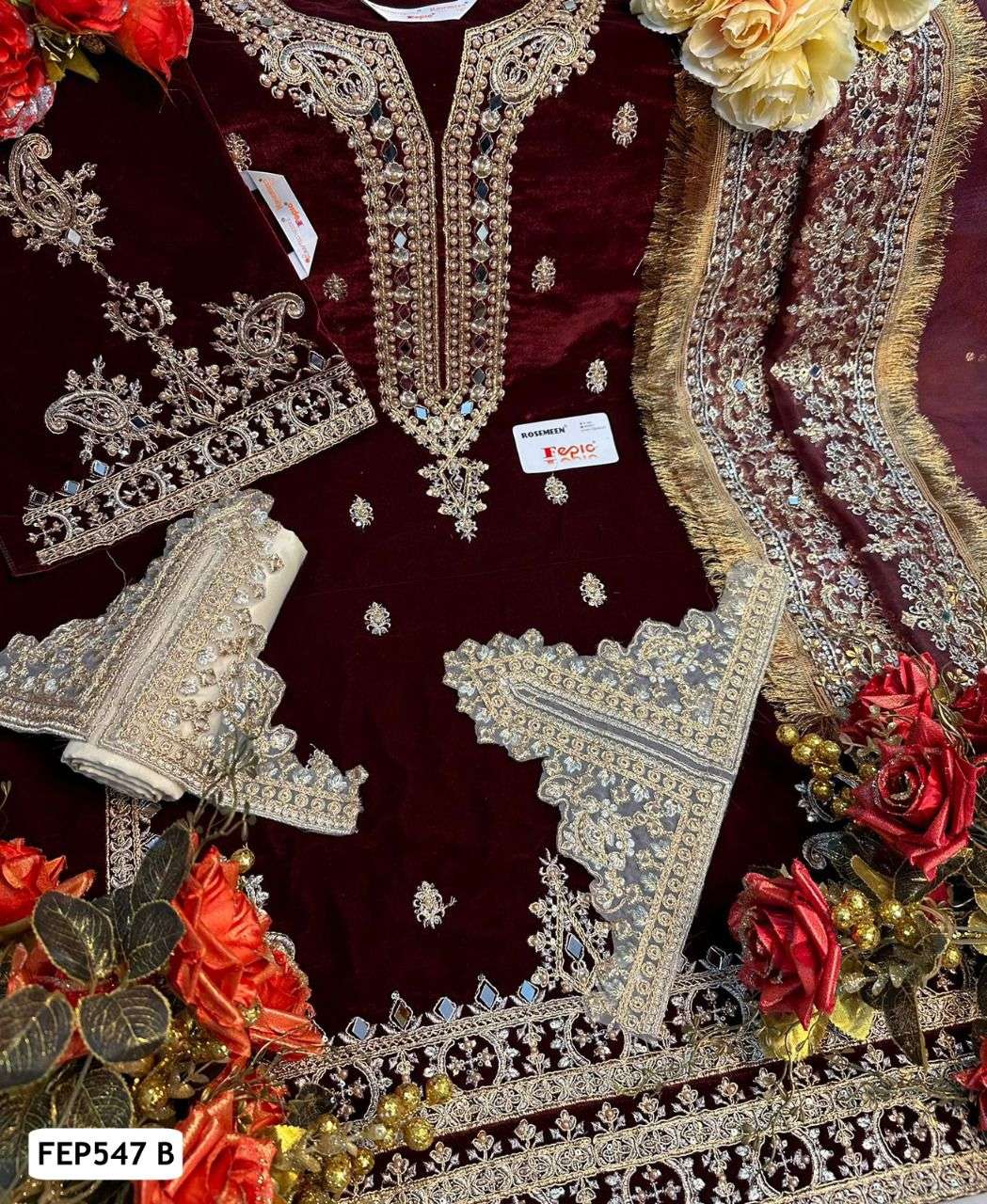 Fepic Fep547 Colors Party Wear Traditional Velvet Pakistani Suit view 2