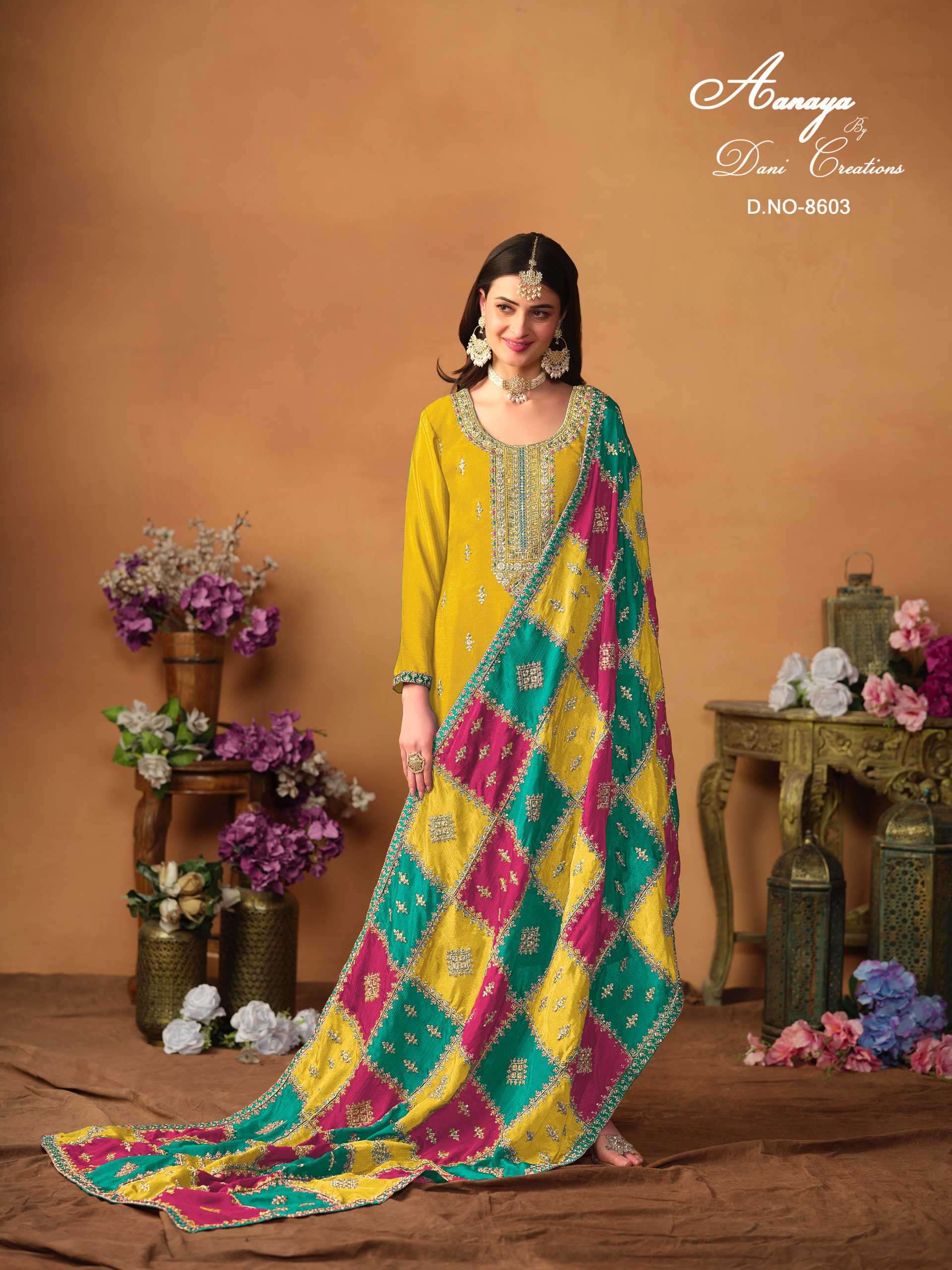 Aanaya Vol 186 8601 To 8603 Designer Work Ladies Dress Festive Collection view 6