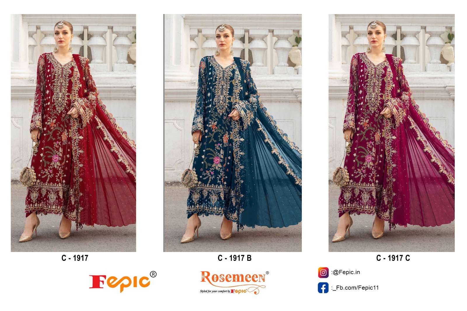 Fepic C 1917 Colors Festive Wear Style Heavy Designer Pakistani Suit Collection view 3
