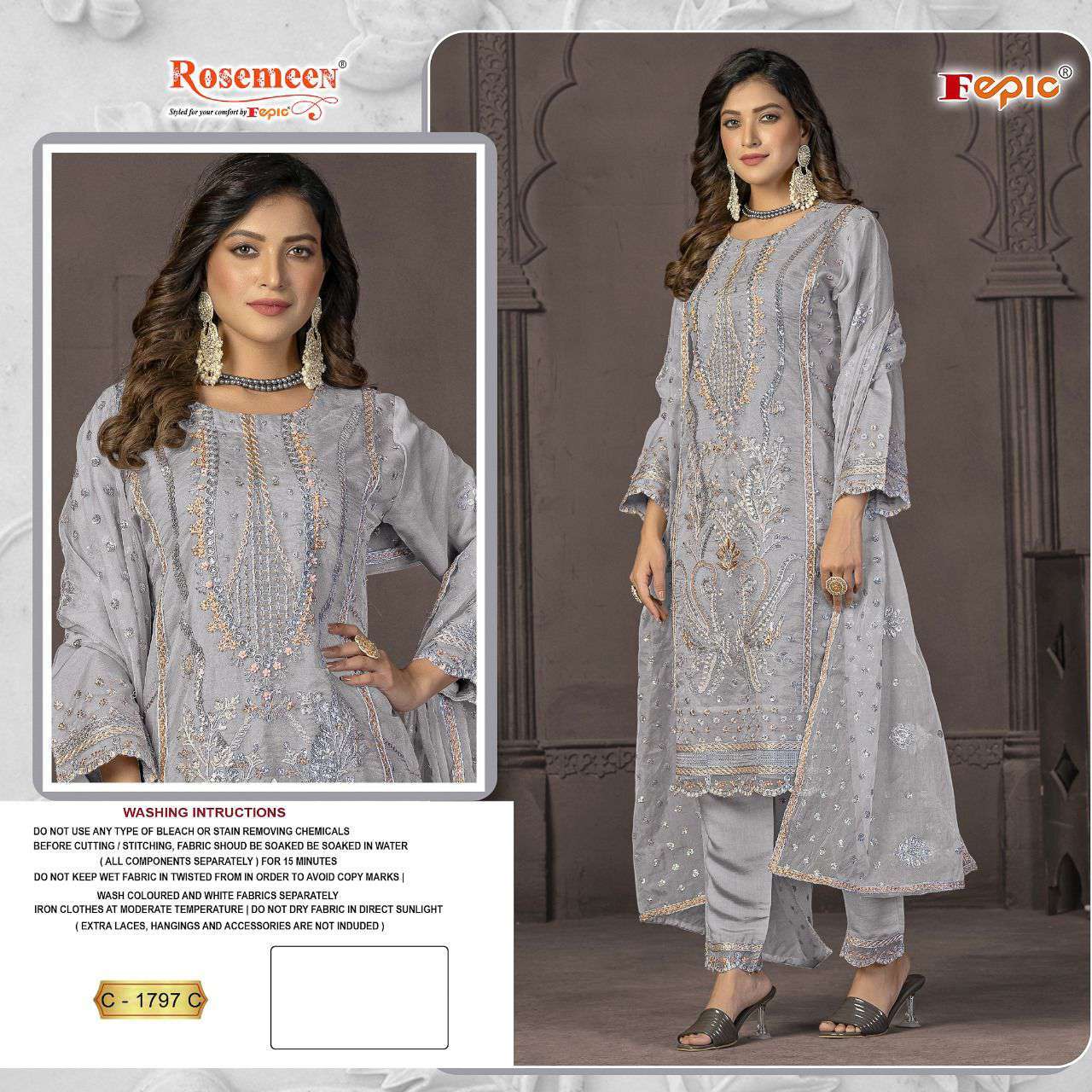 Fepic C 1797 Colors Rosemeen Pakistani Salwar Suit Catalog Exporters view 2