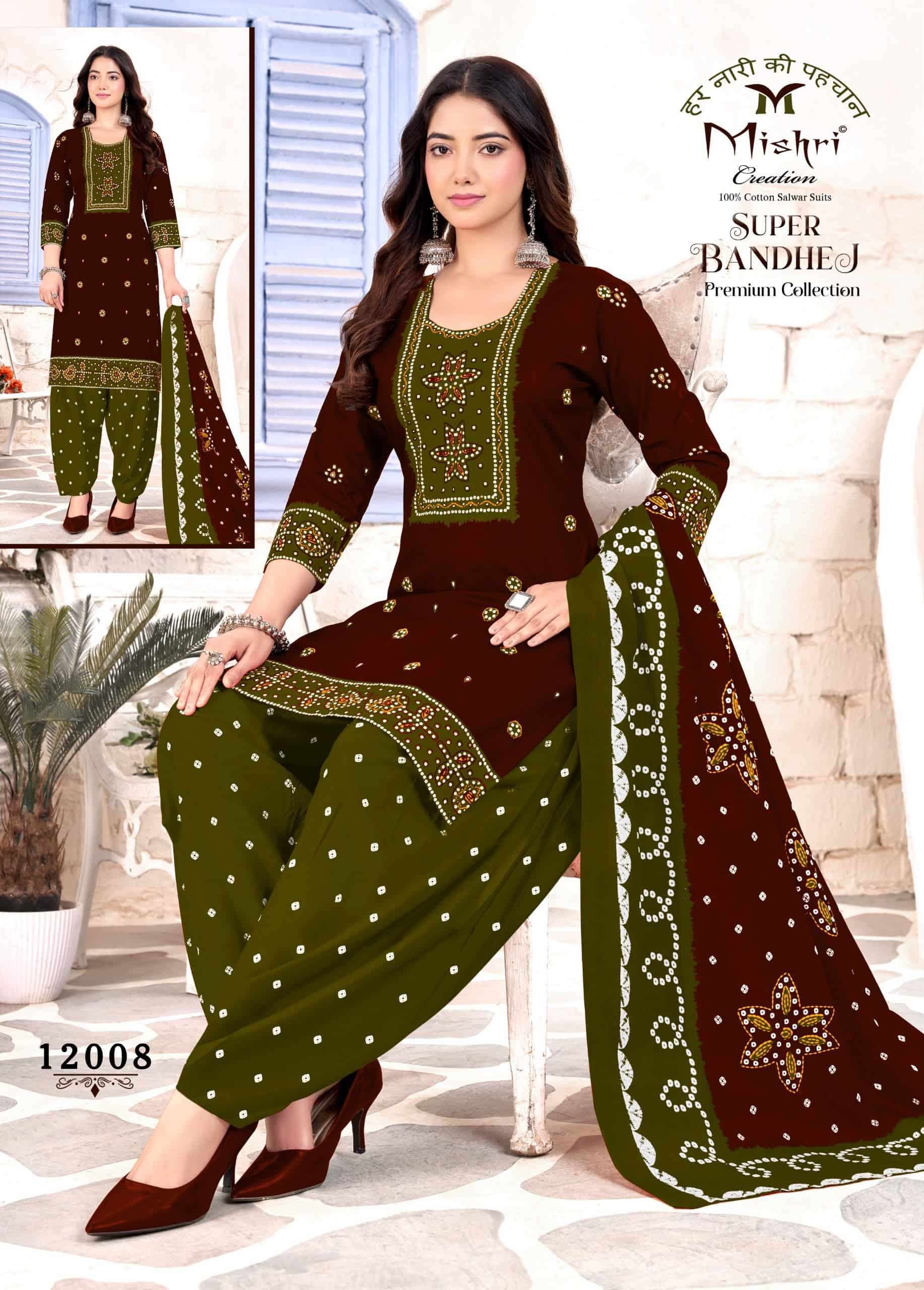 Mishri Super Bandhej Vol 12 Premium Wear Cotton Dress view 5