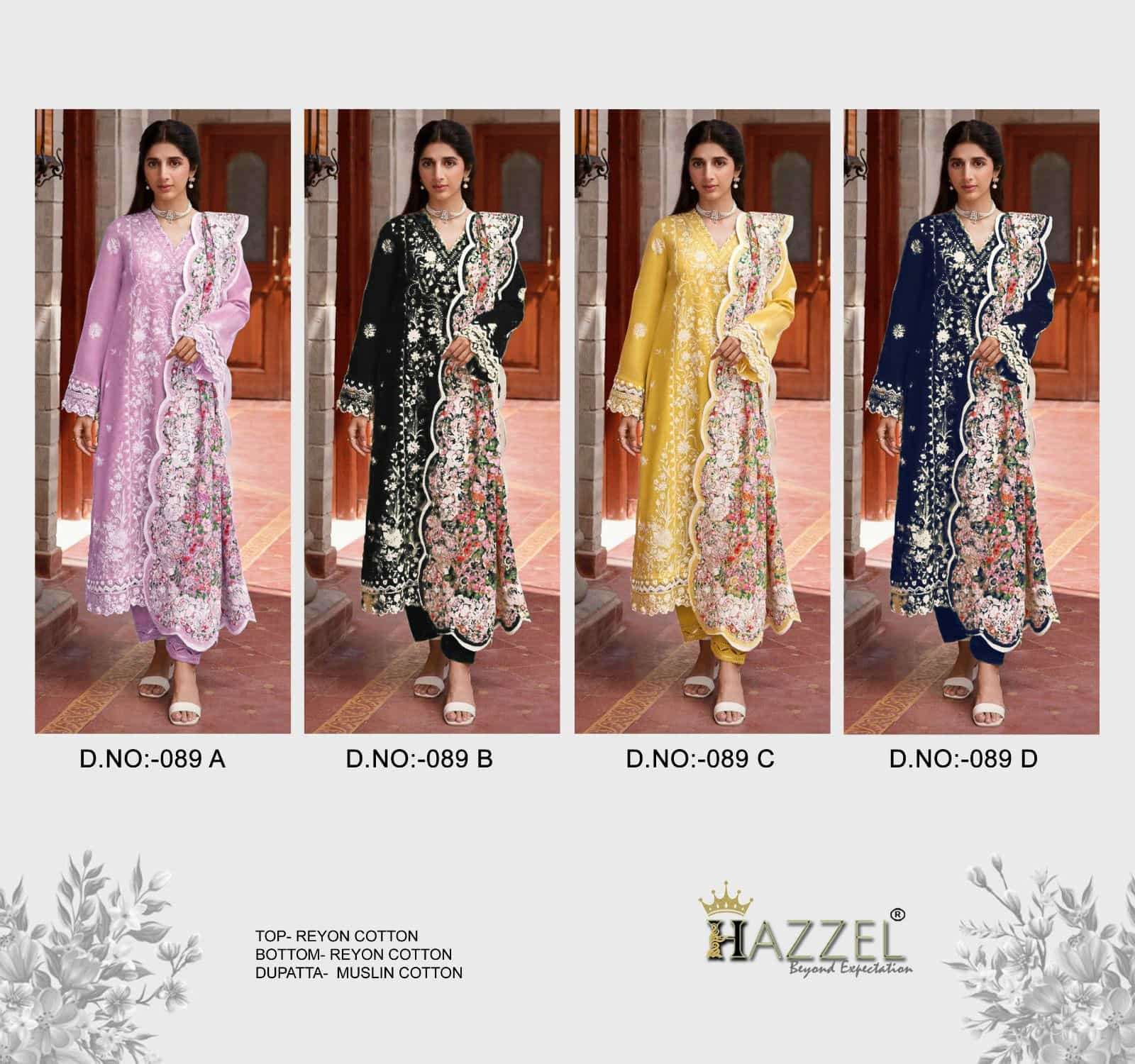 Hazzel 89 Colors Festive Wear Style Designer Embroidered Cotton Dress Wholesalers view 9