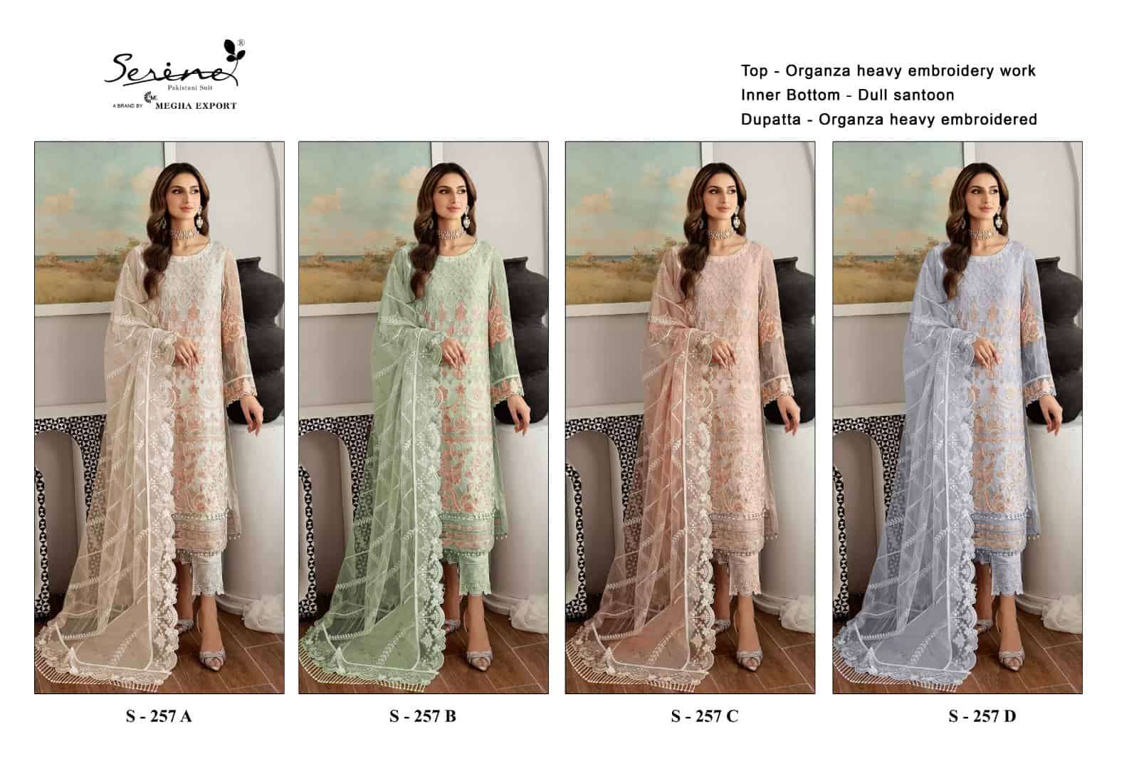 Megha Export S 257 Colors Pakistani Organza Embroidered Dress Collection view 5