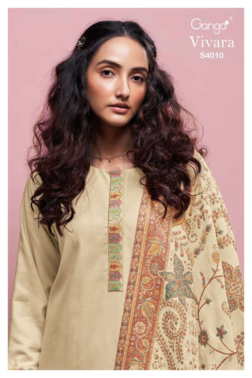 Ganga Fashion Vivara 4010 Premium Pure Pashmina Suit Winter Collection view 4