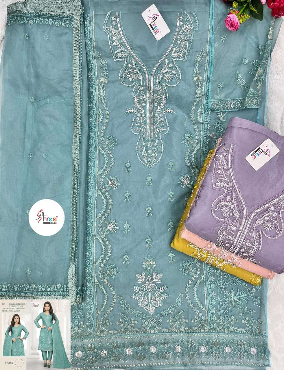 Shree Fabs S 5155 A Exclusive Designer Organza Embroidered Suit Collection view 2