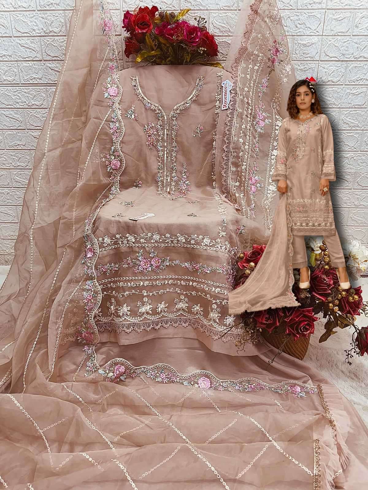 Fepic Rosemeen Organza Pakistani Unstitch Suit view 5