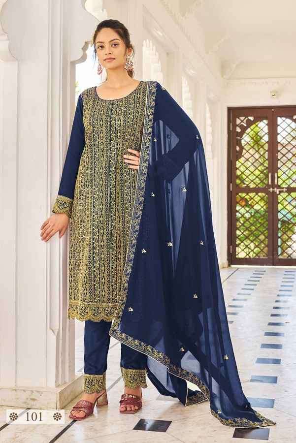 Alfaaz Eliza 101 To 104 Designer Work Festive Wear Dress Catalog Exporter