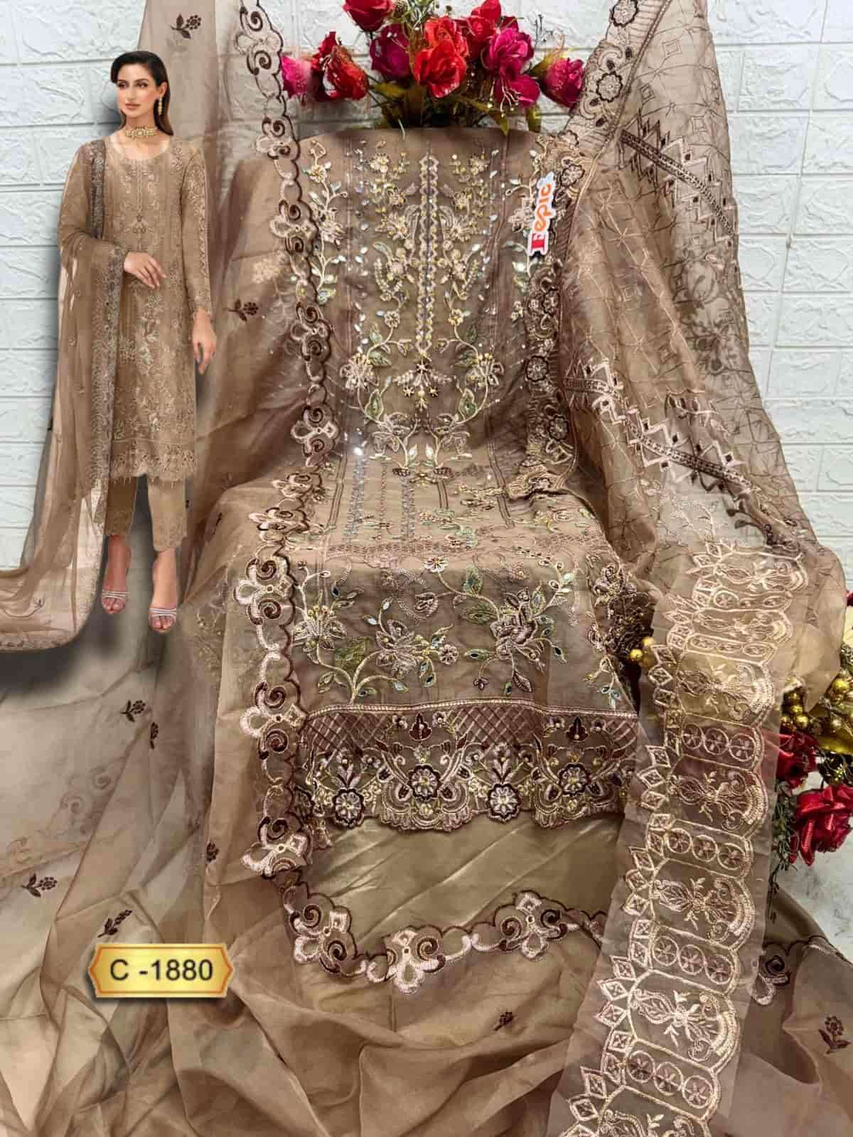 Fepic C 1880 Colors Pakistani Designer Organza Embroidered Suit Wholesalers view 5