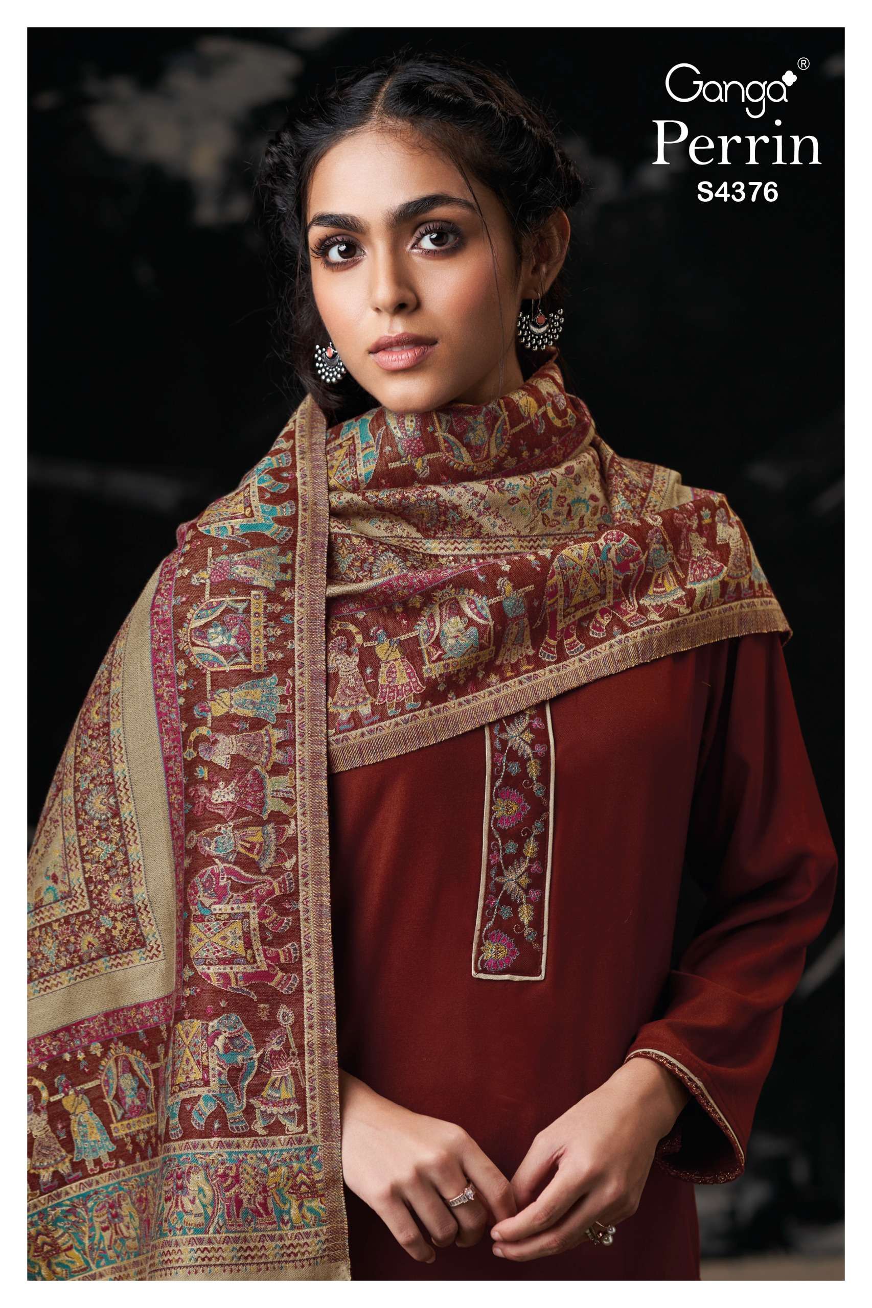 Ganga Fashion Perrin 4376 Pure Pashmina Suit Winter Collection view 4